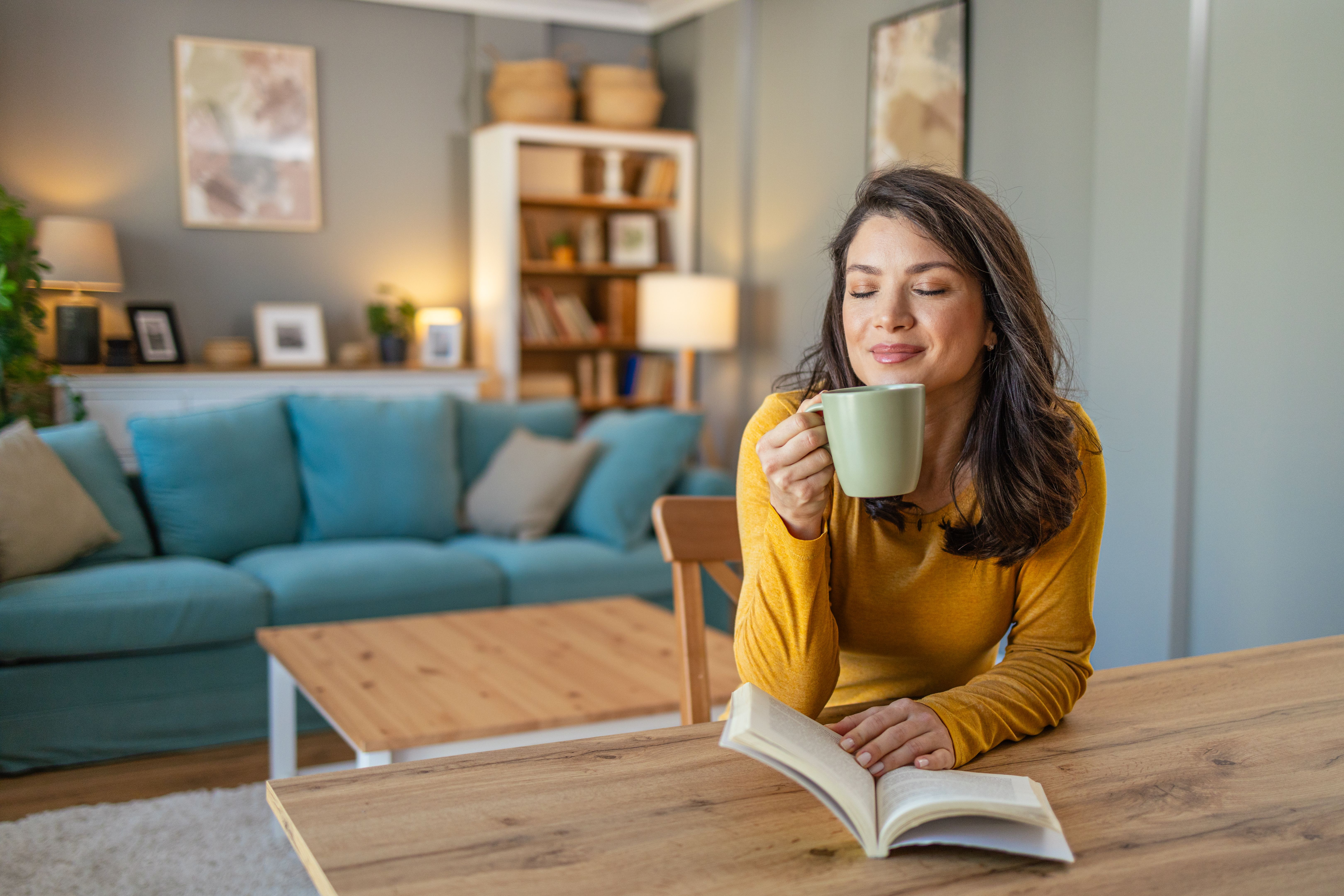 woman reading book