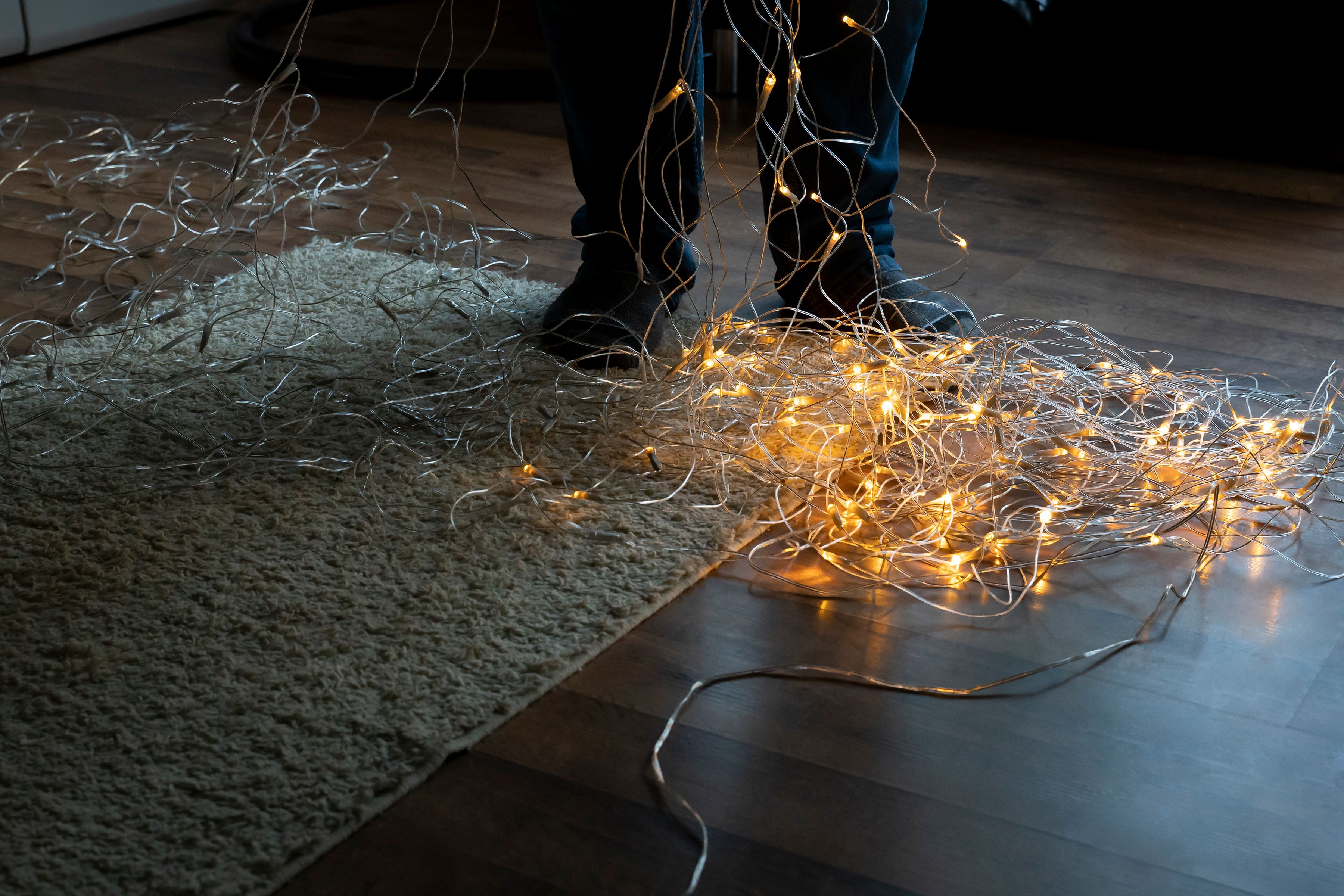 checking holiday lights