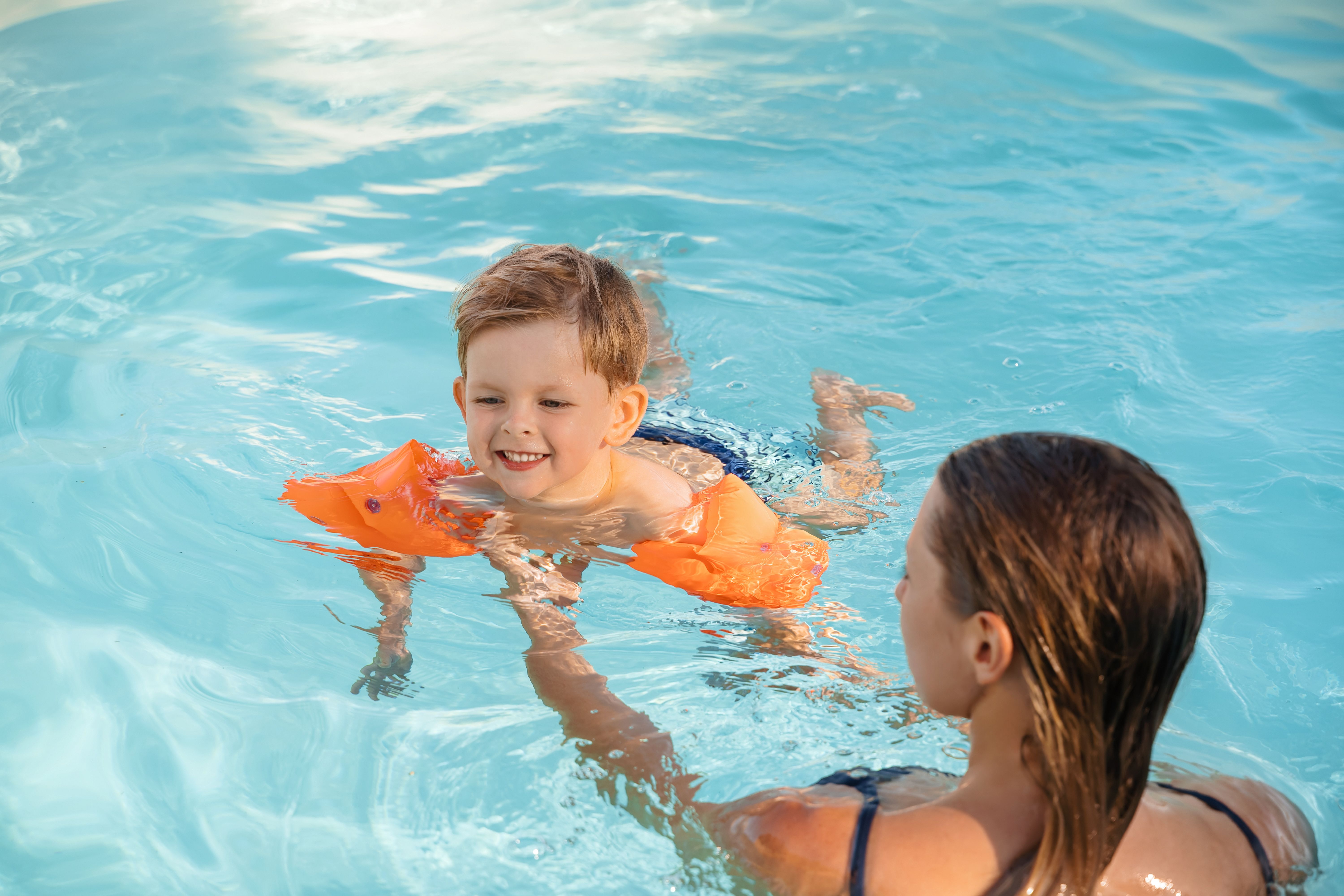 children swimming