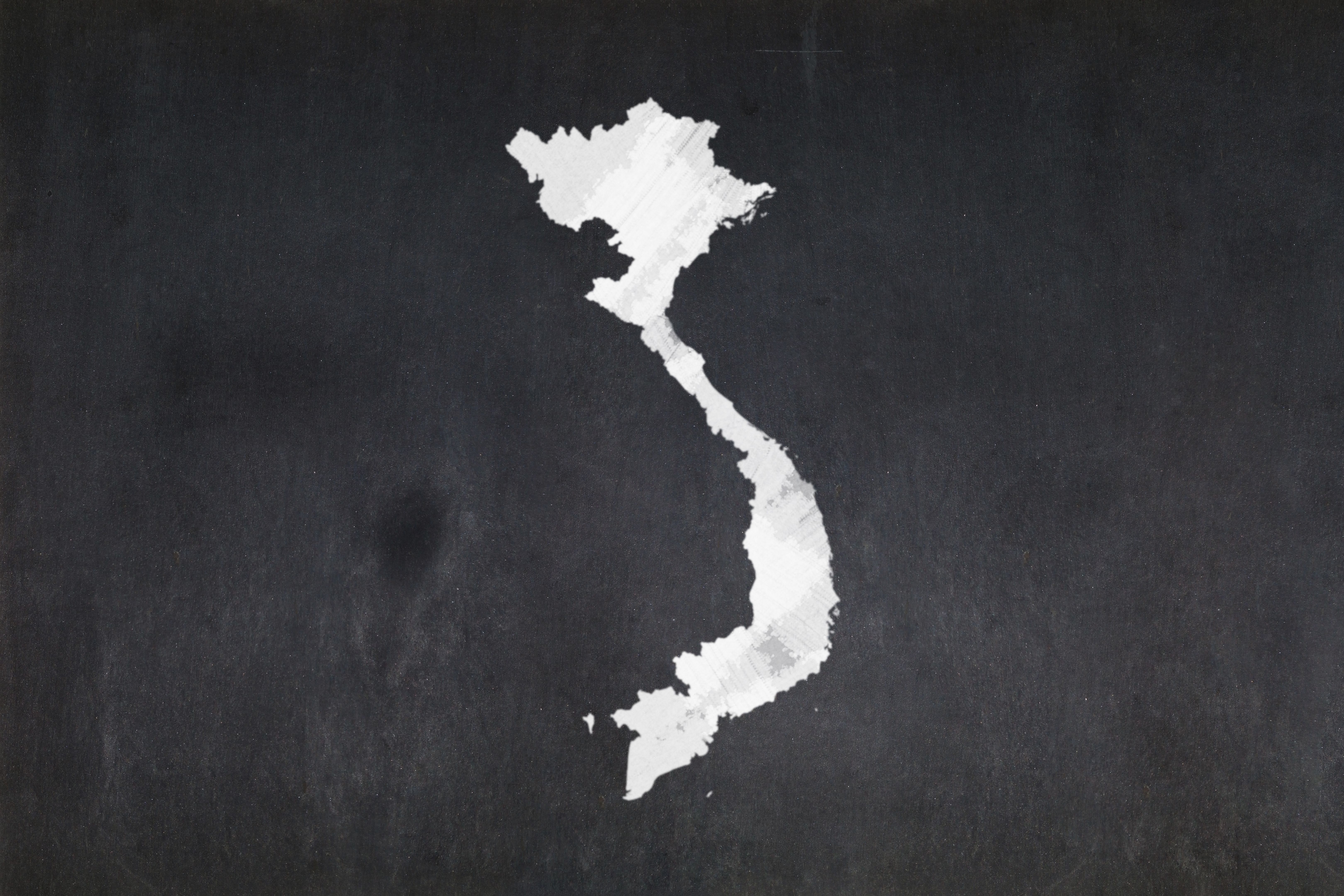 Map of Vietnam drawn on a blackboard