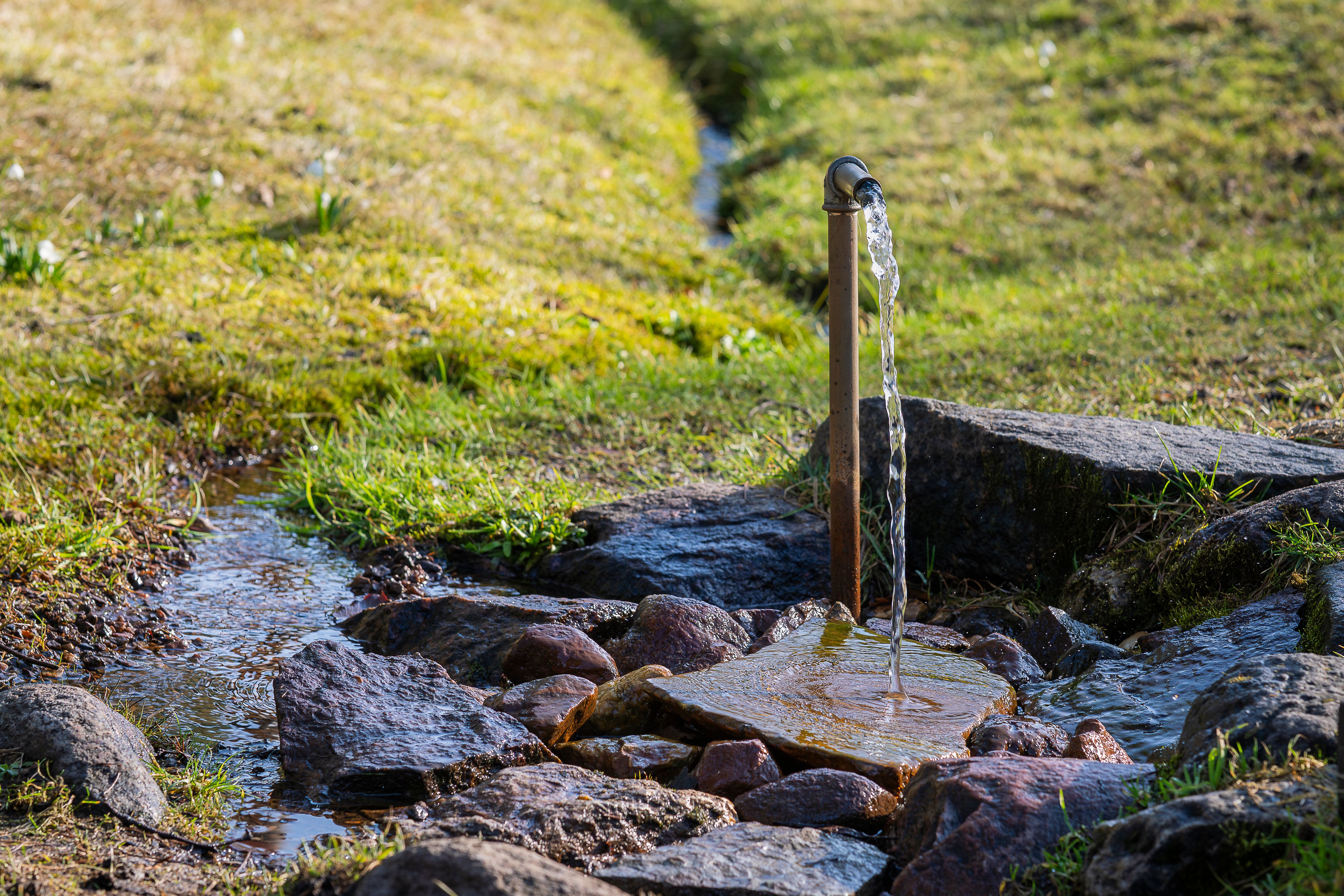 Artesian well. Eruption of spring, Artesian well. Eruption of spring,