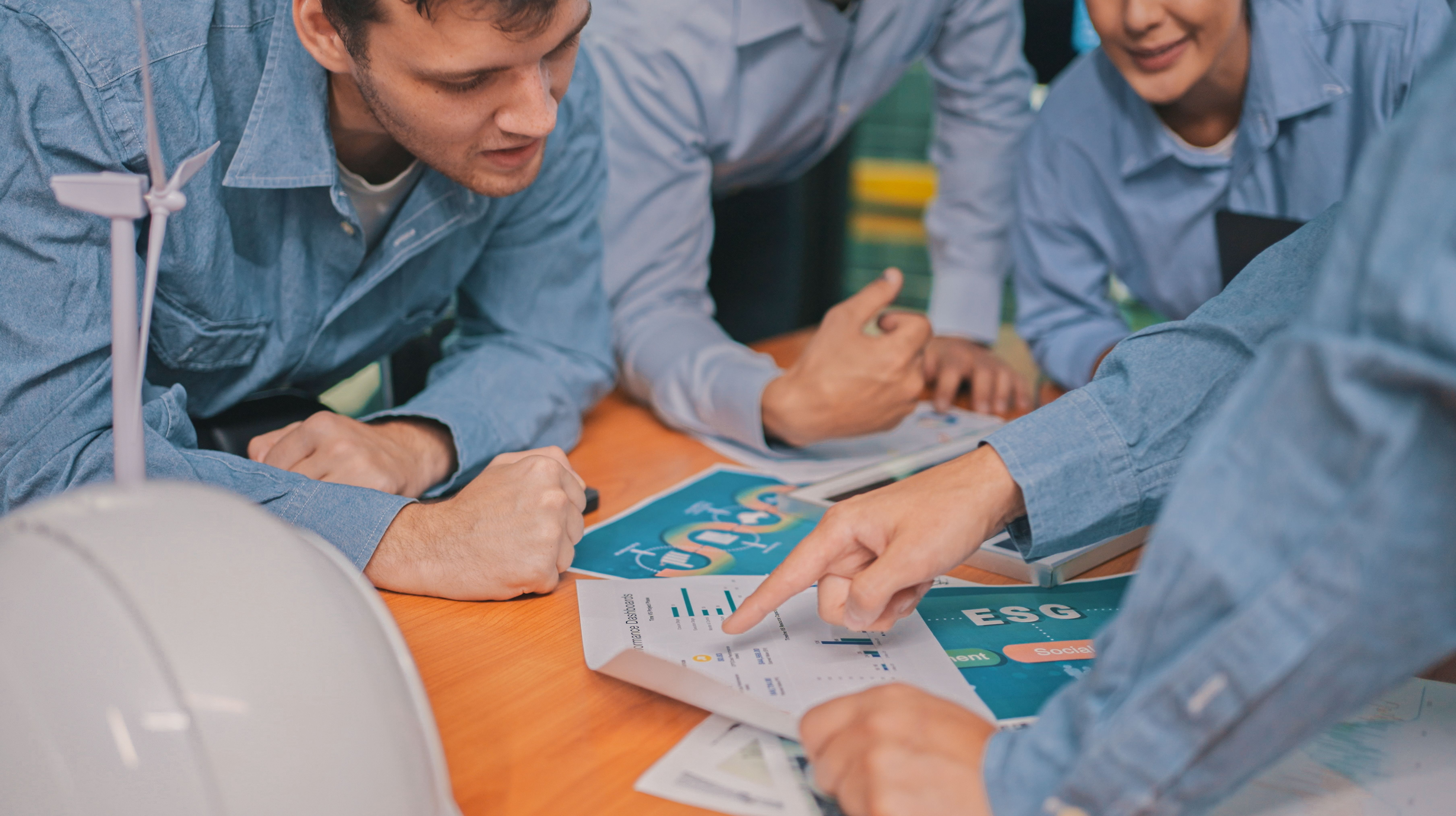 Engineer Team Meeting From ESG to Sustainability in Factory