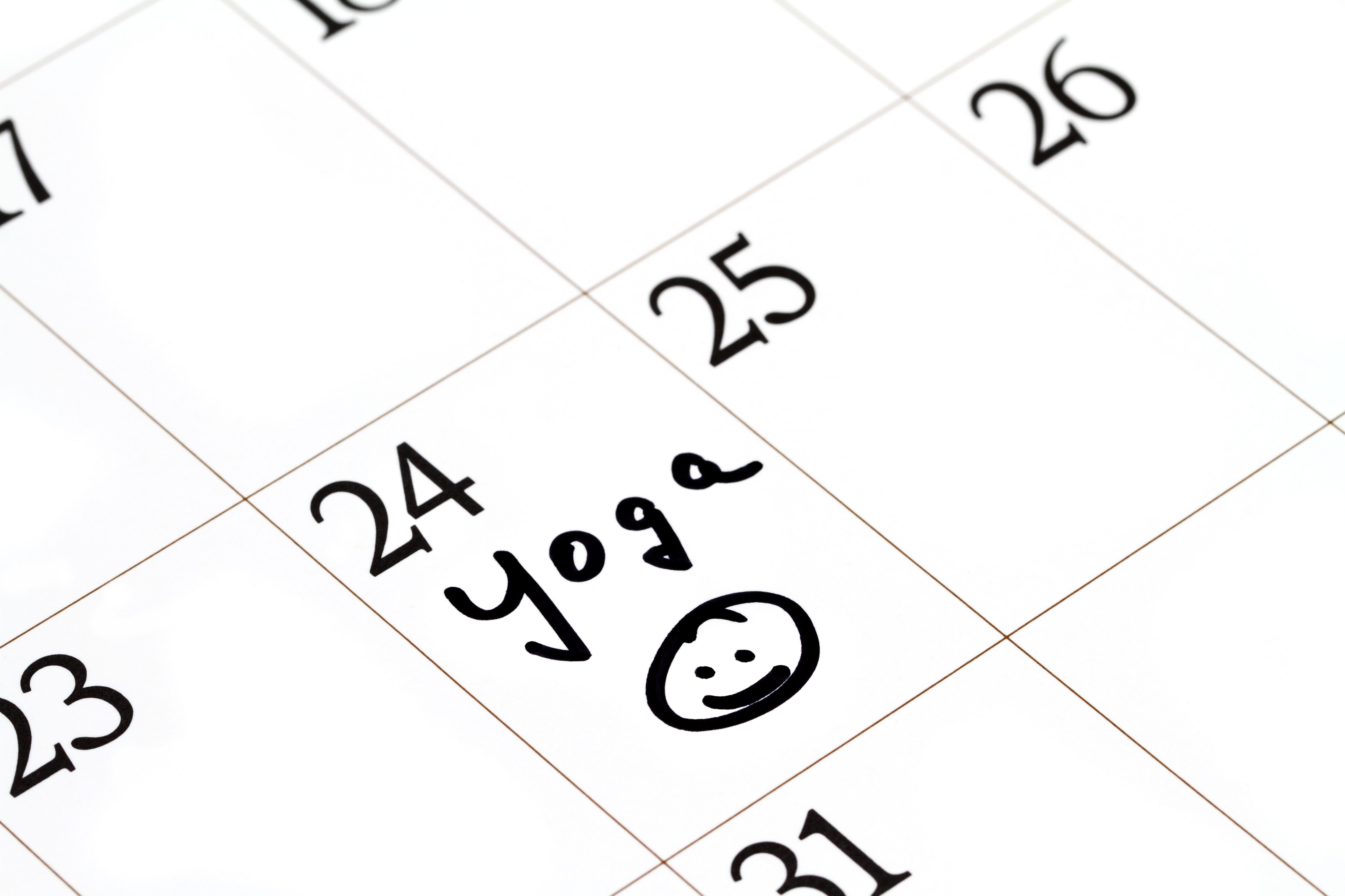 yoga schedule calendar