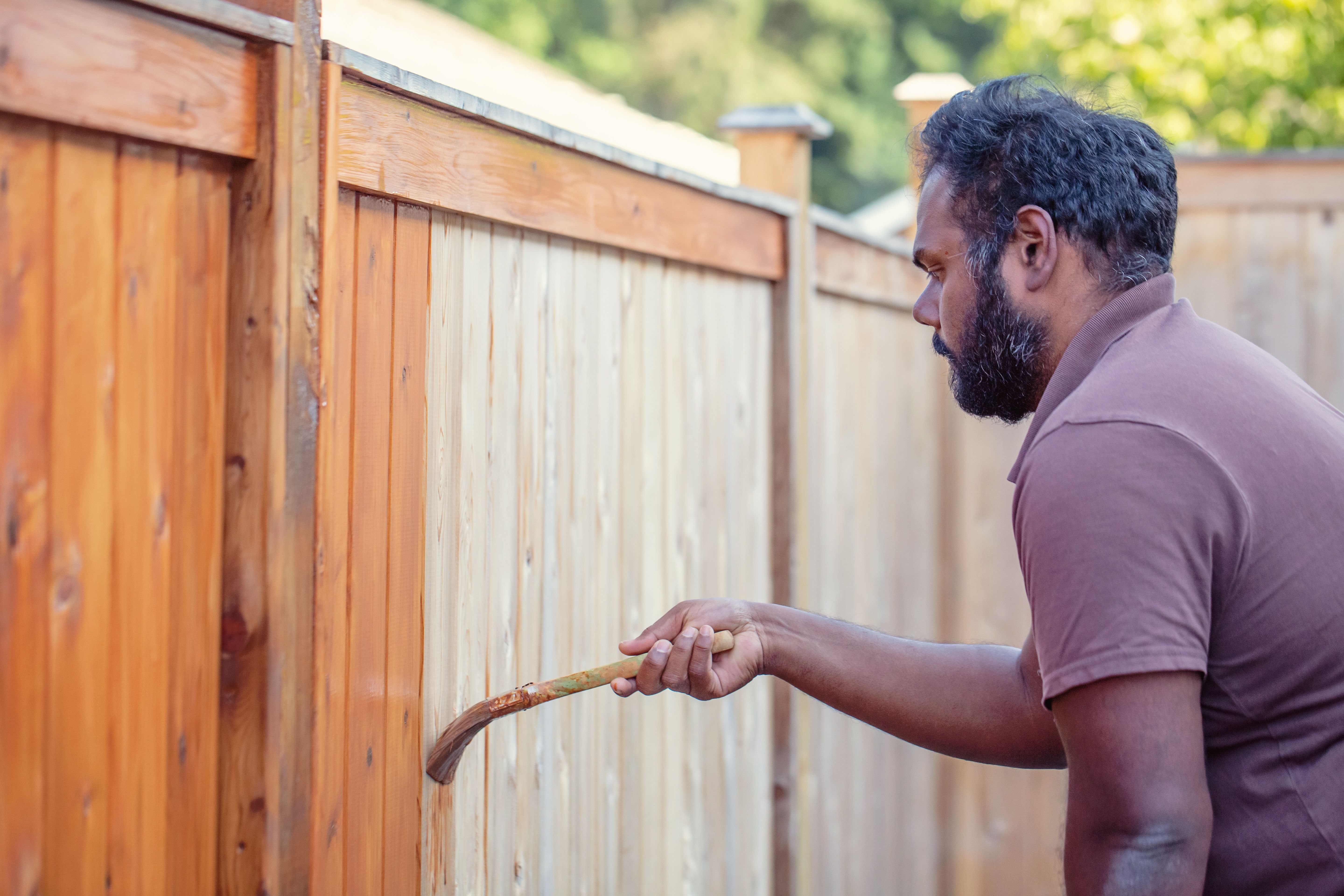 wood fence staining