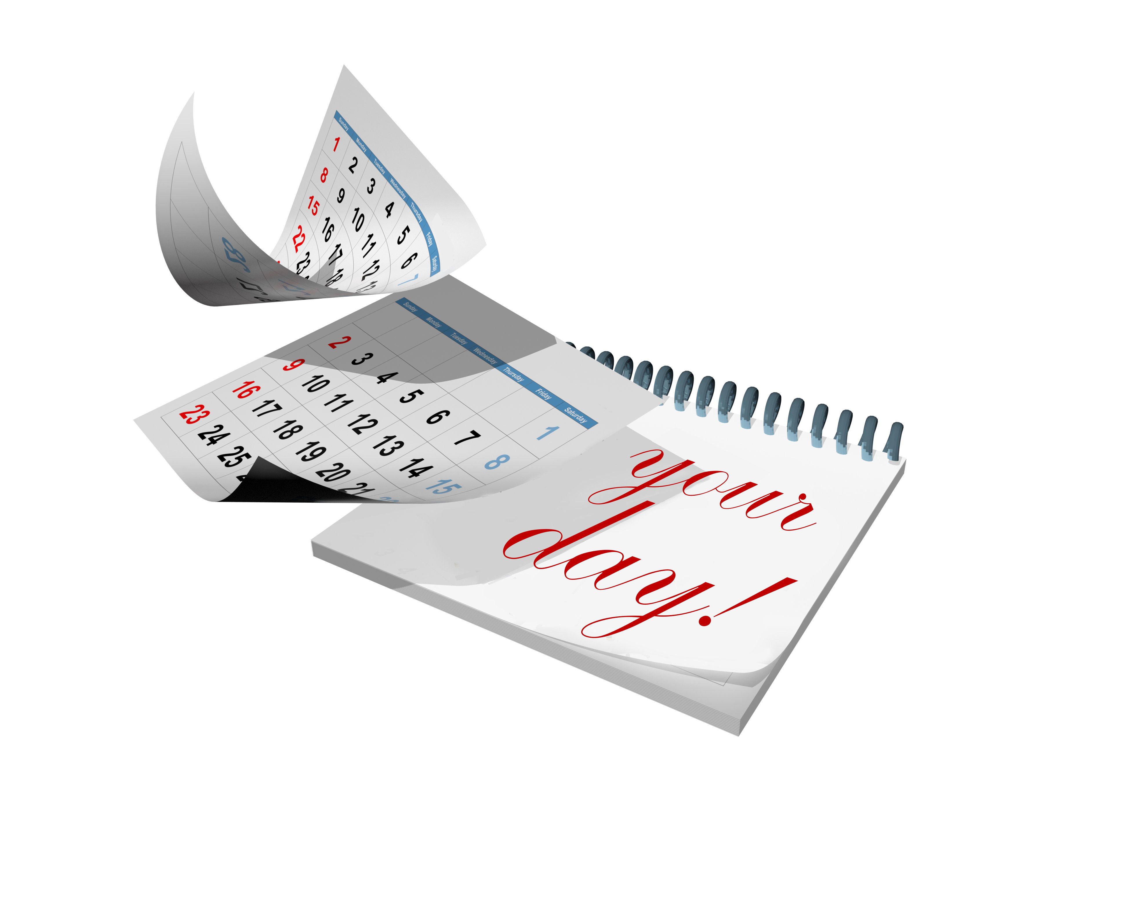 today is your day calendar pages flying today - 3d rendering