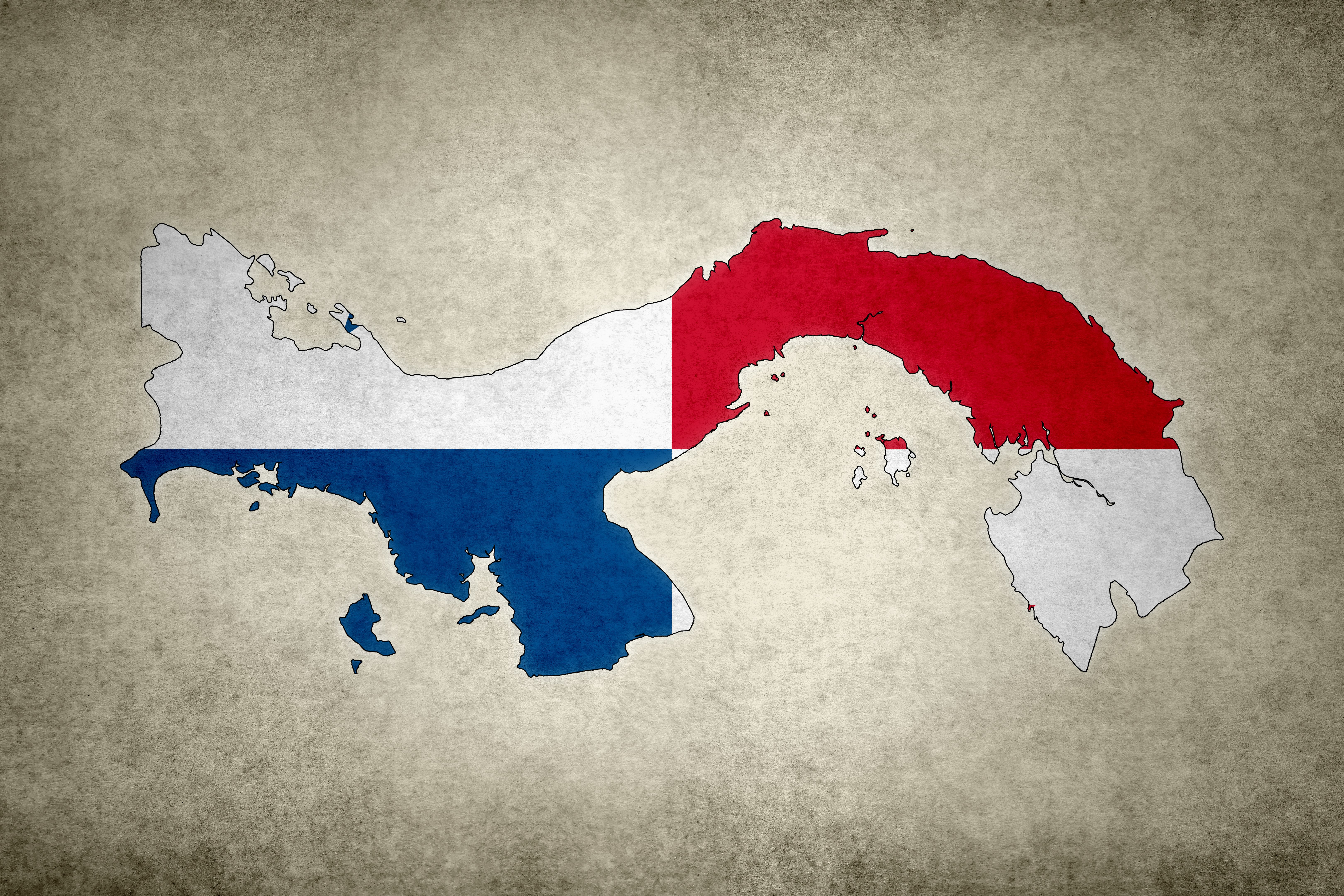 Grunge map of Panama with its flag printed within
