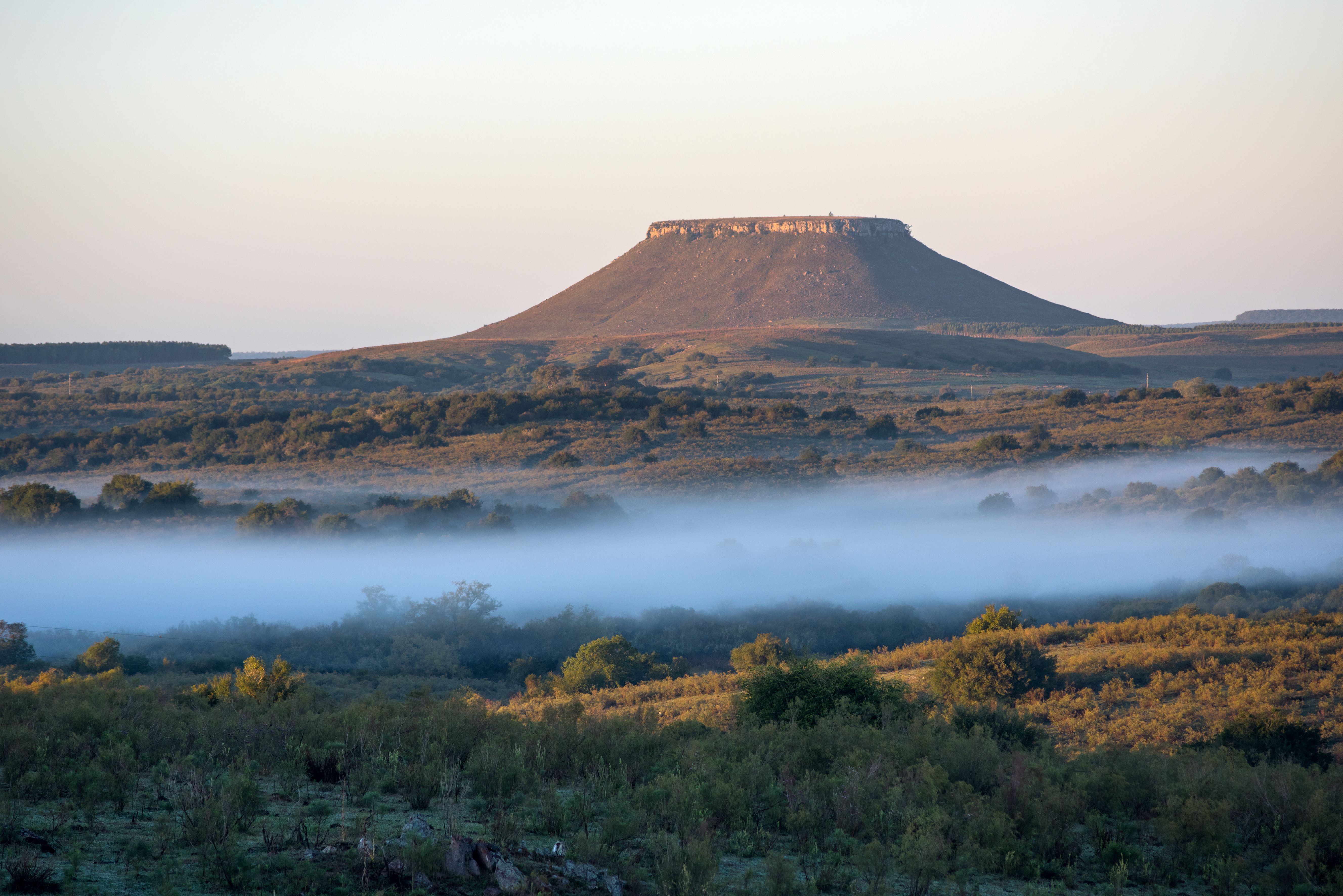 Paisaje idílico de Cuchilla del ombú, colinas en Tacuarembó, Uruguay norte-central