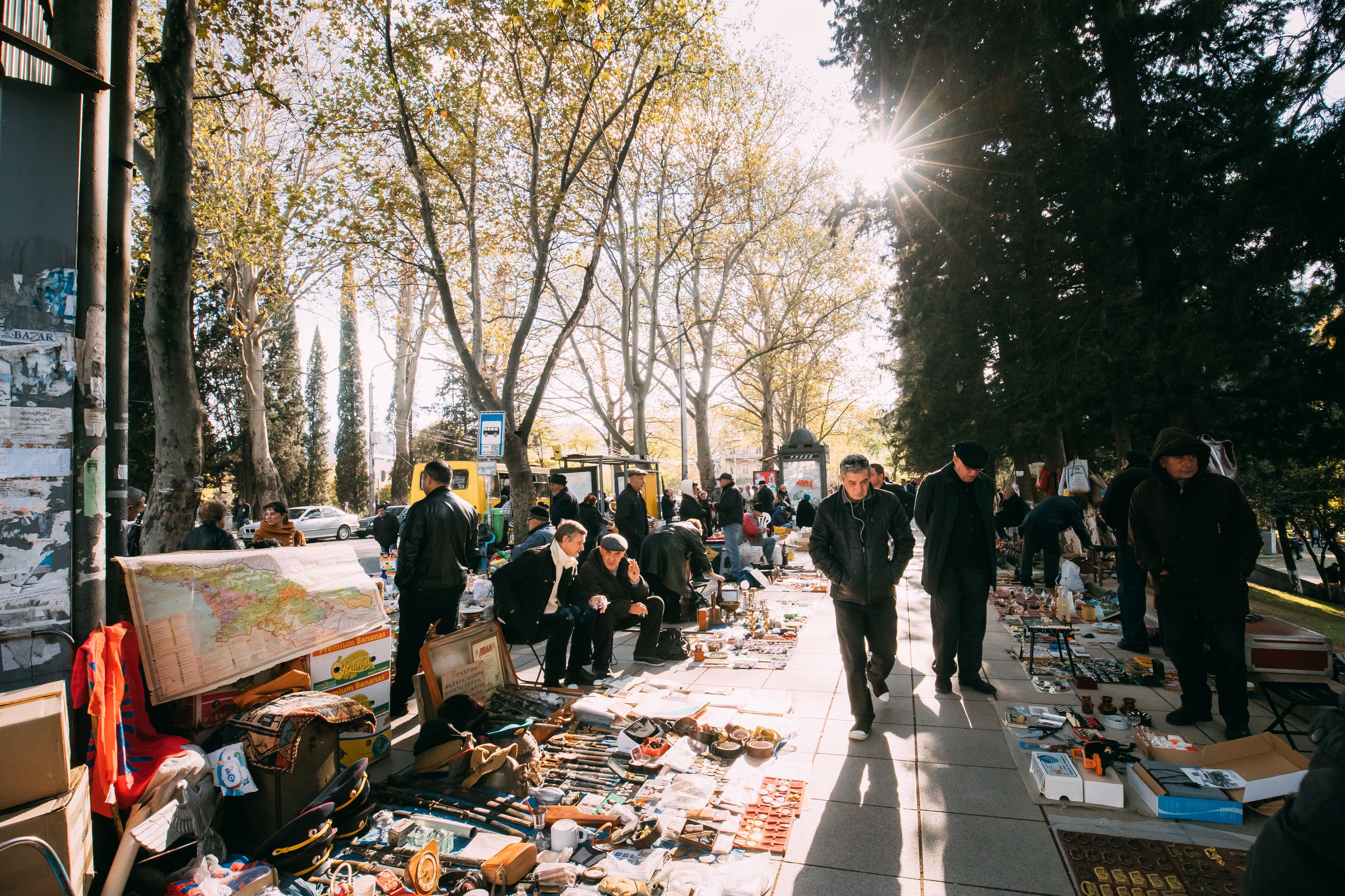 Tbilisi, Georgia. Shop Flea Market Of Antiques Old Retro Vintage