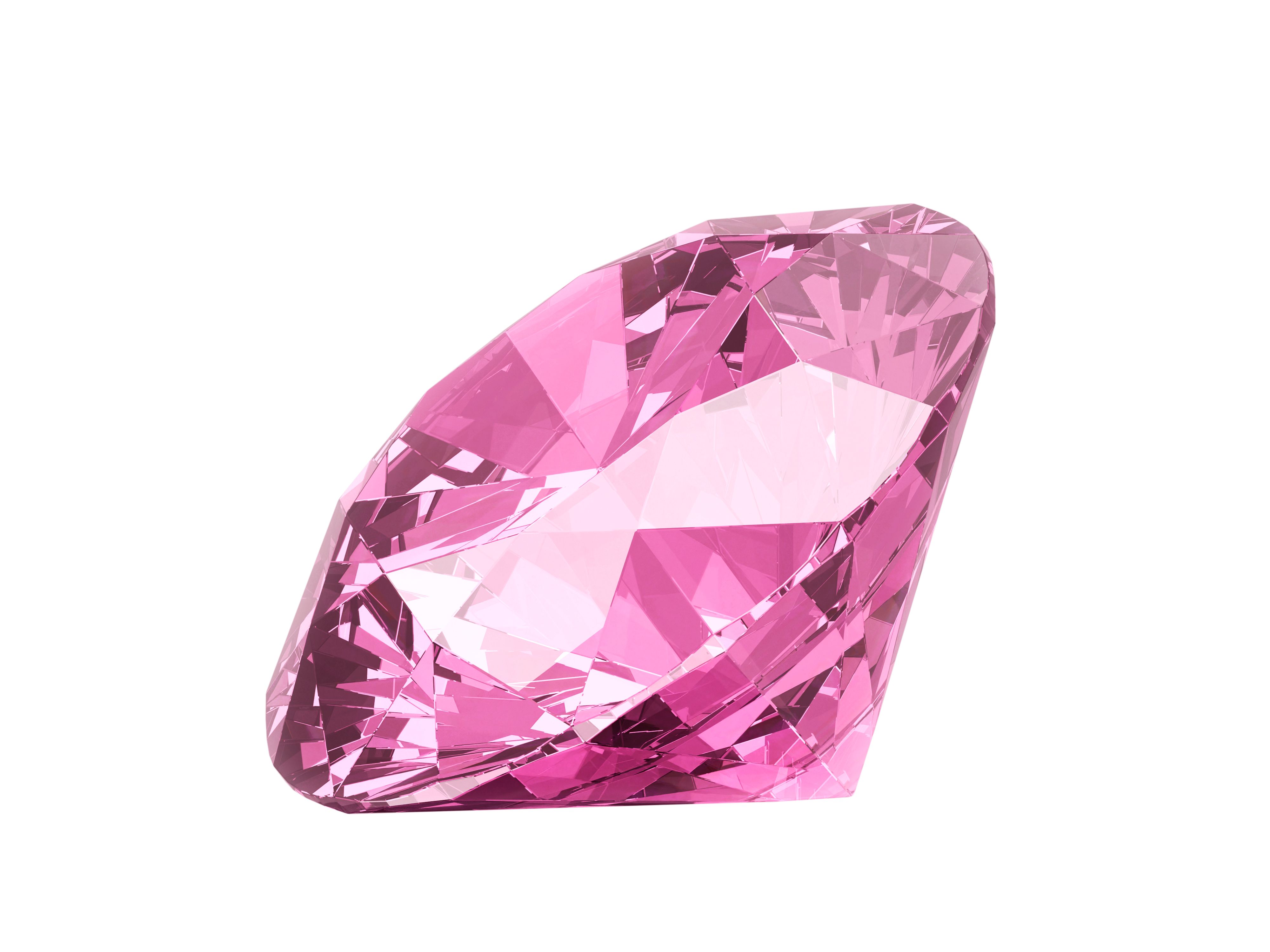 Dazzling diamond pink gemstones on white background