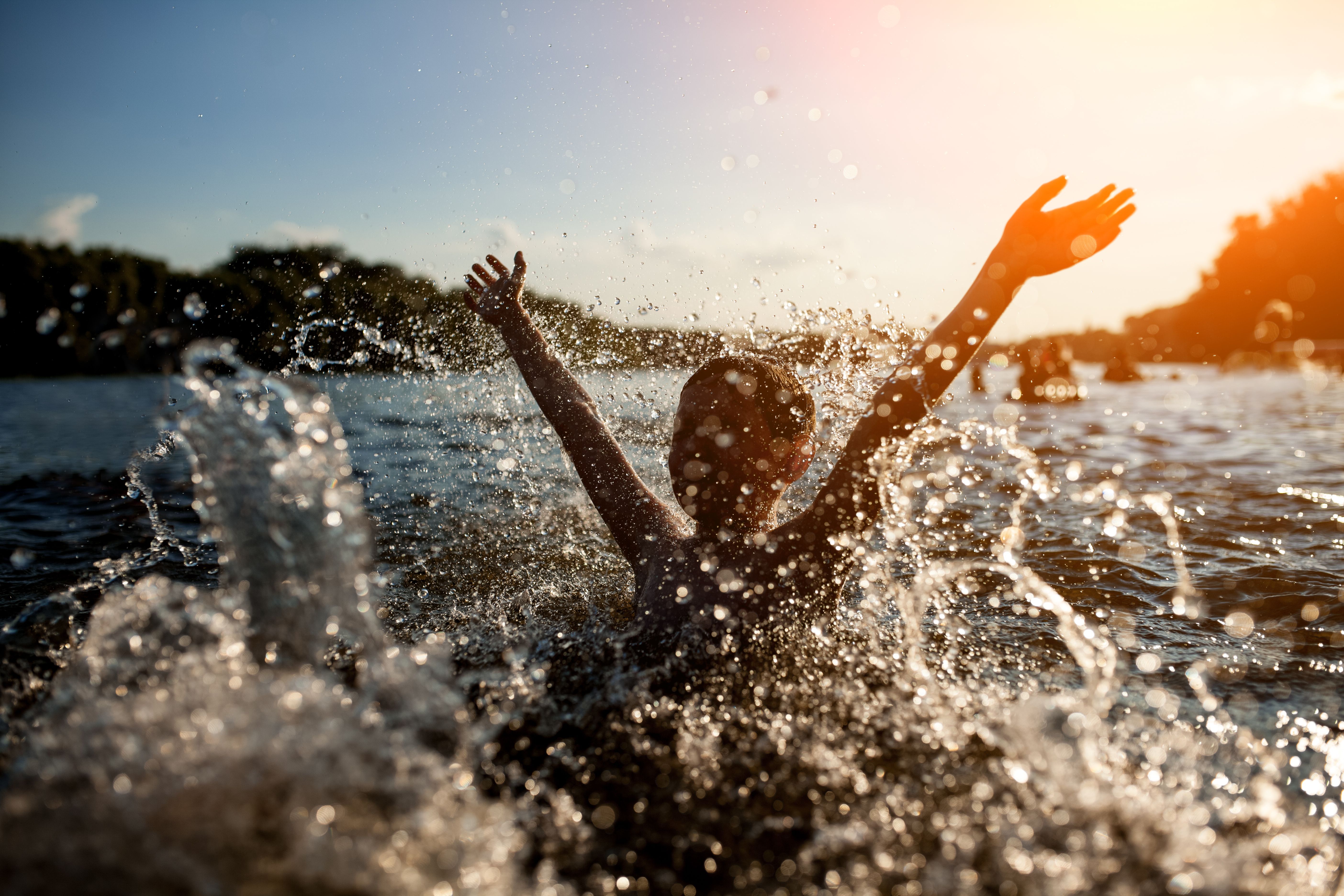 children swimming