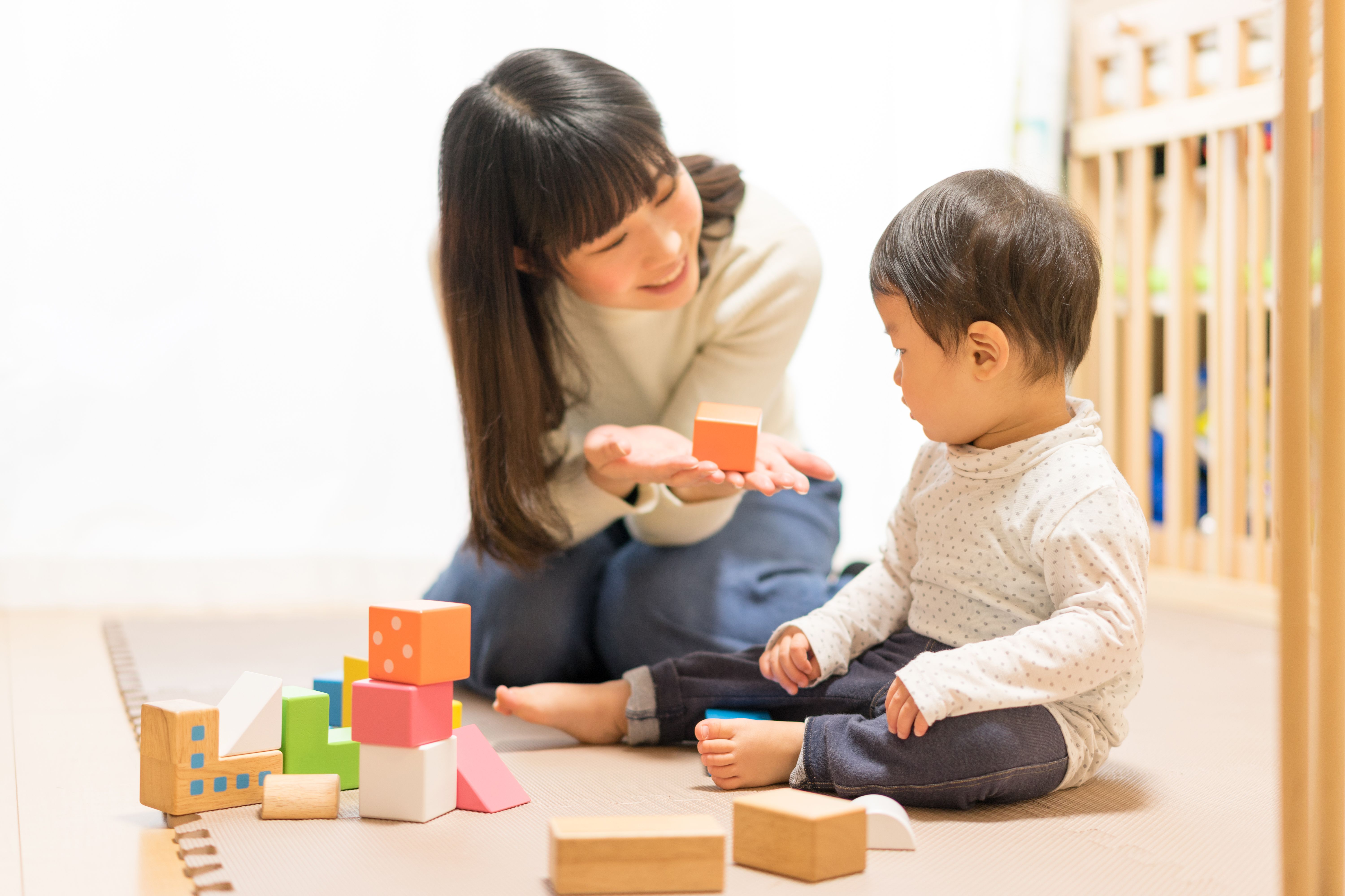 Child playing with building blocks Child playing with building blocks