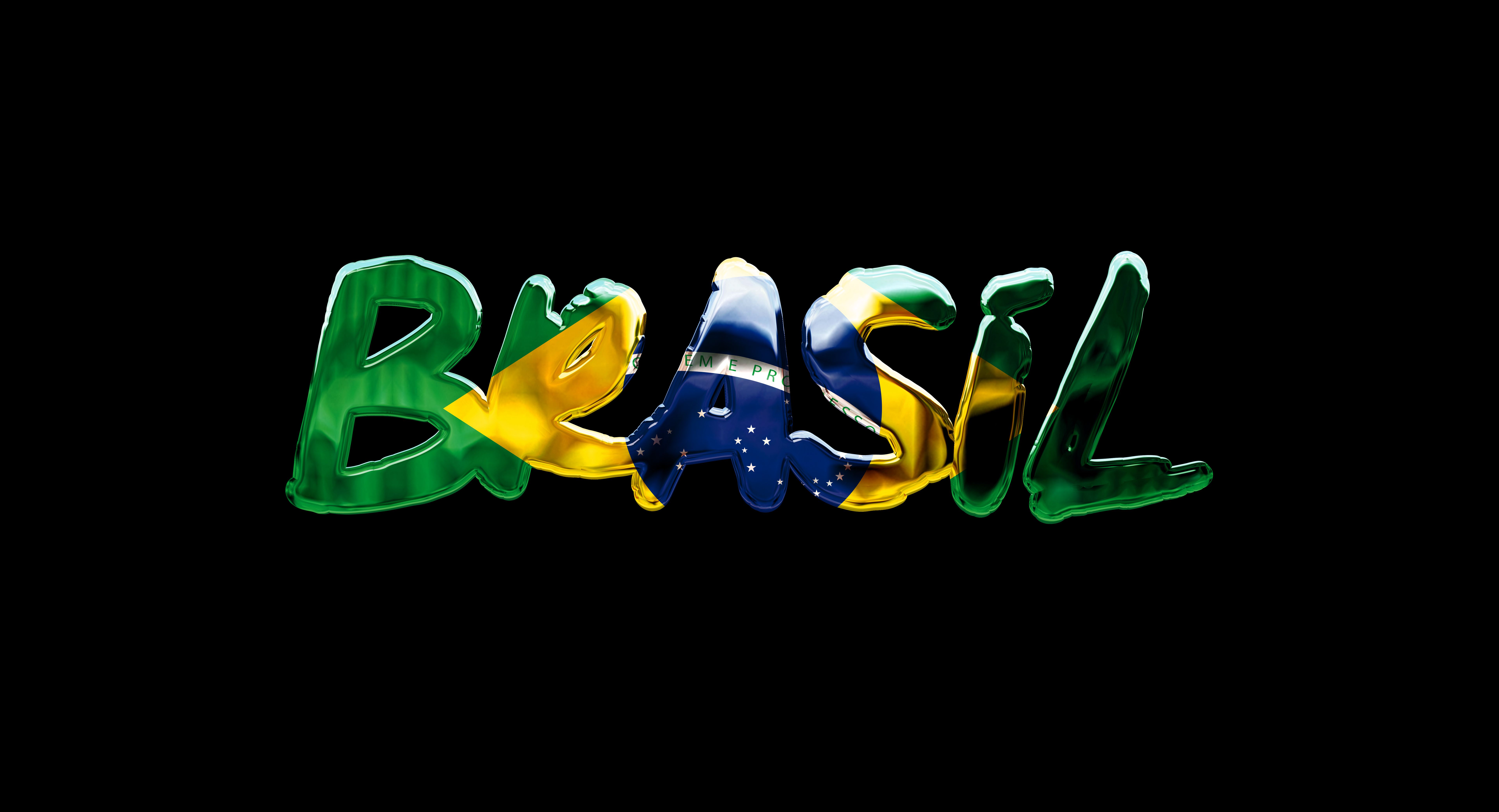 3d illustration text brazil with flag background
