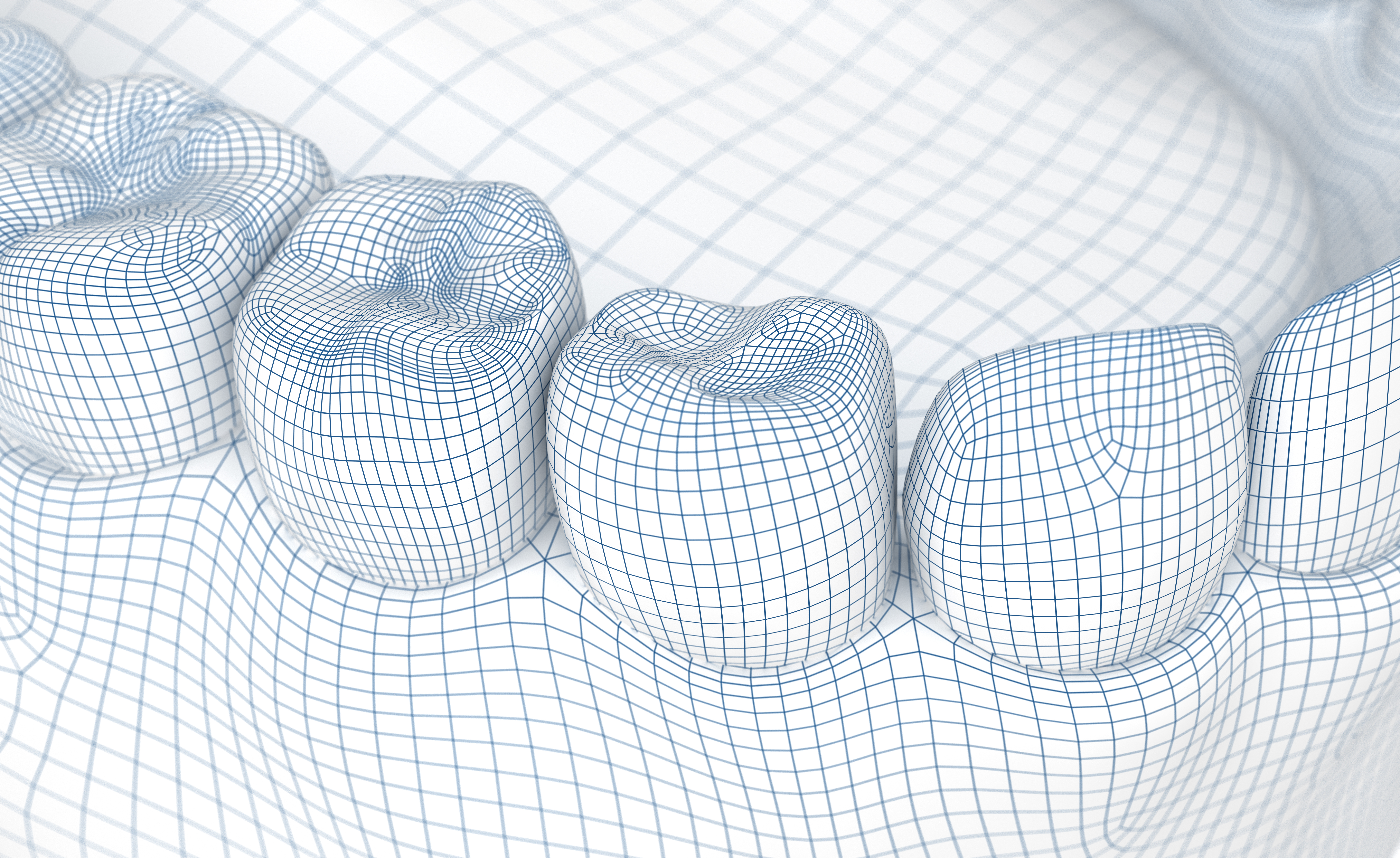 Chicle de la boca y los dientes. 3d ilustración de modelo de alambre