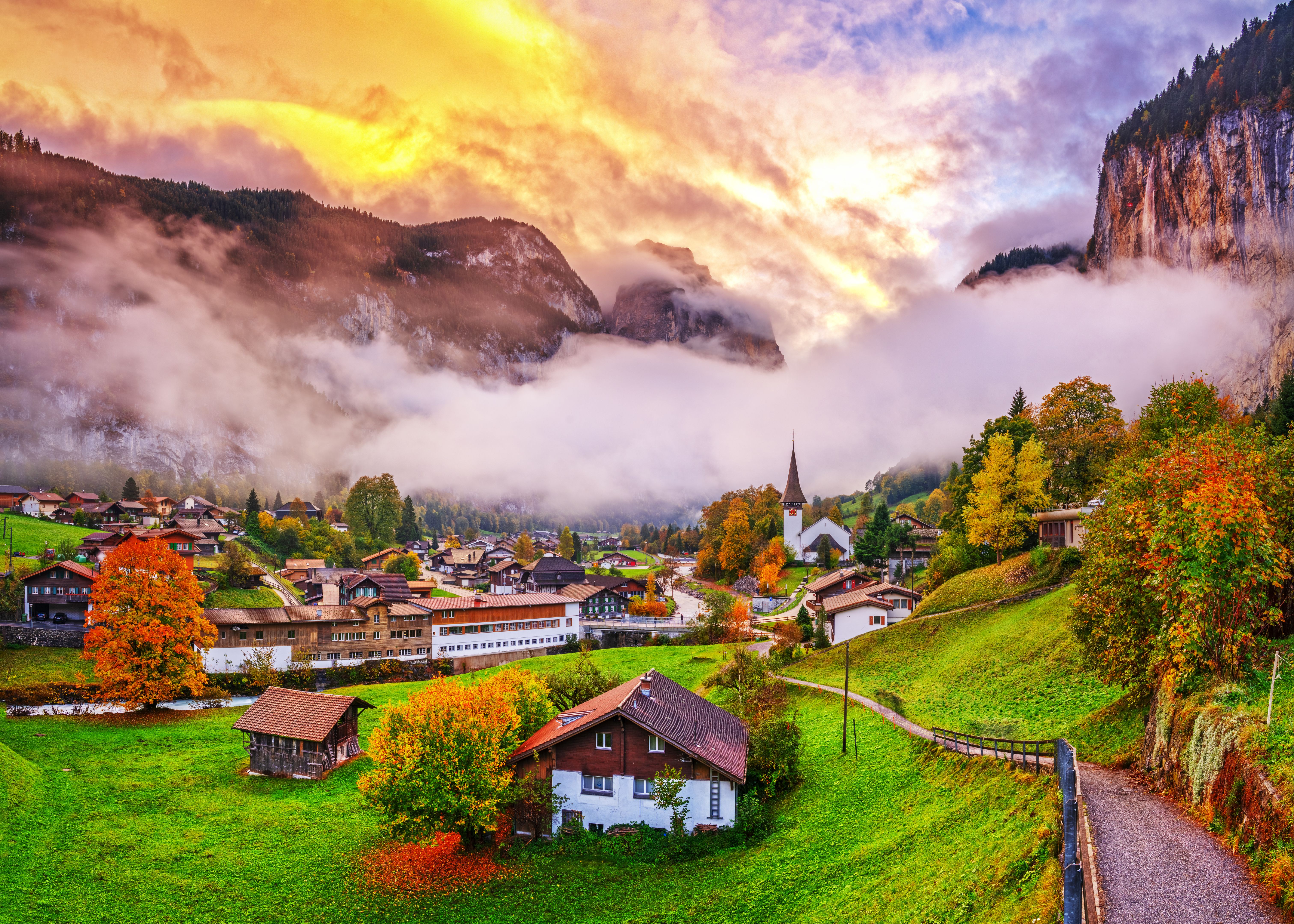 autumn swiss village