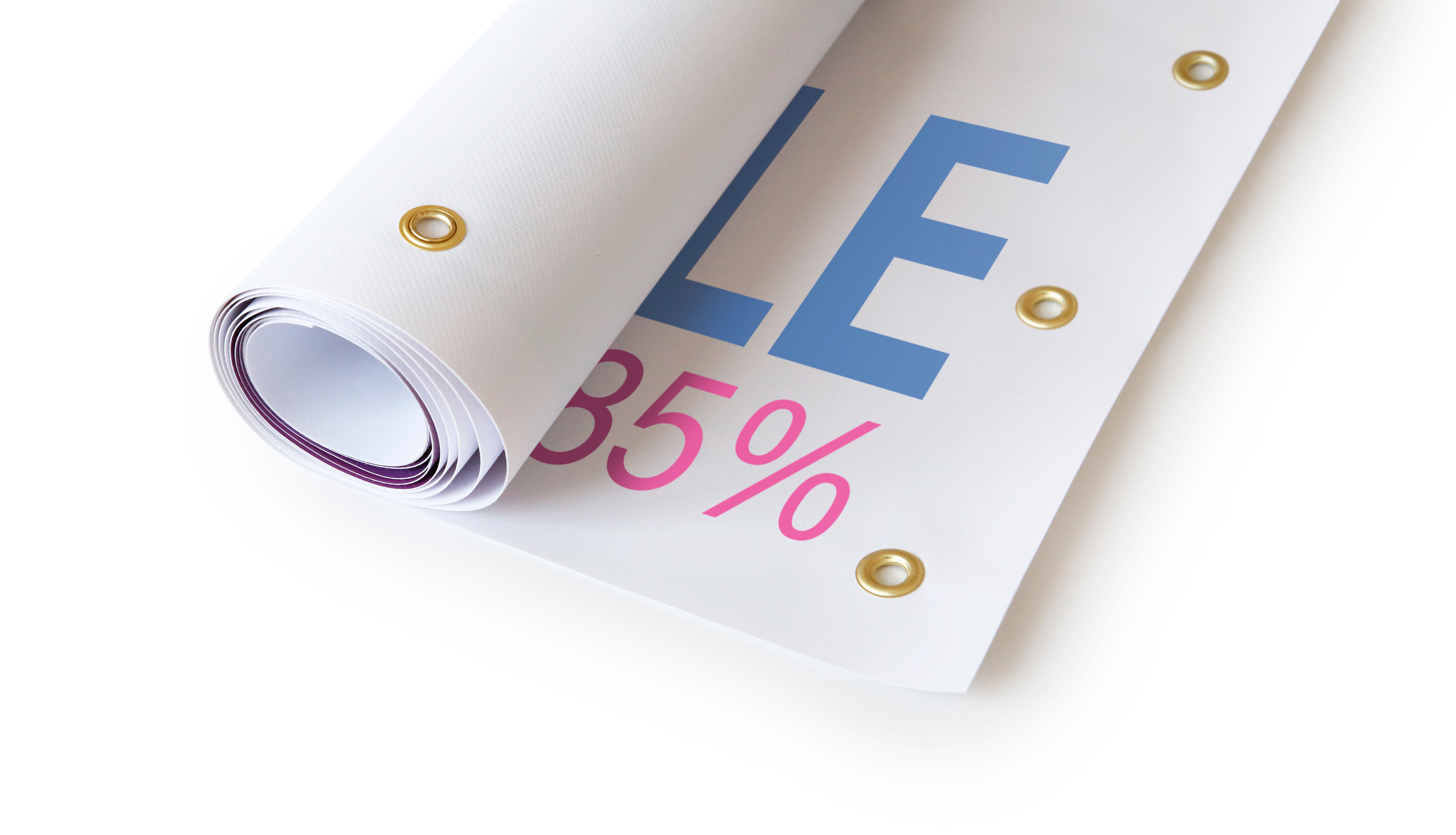 Vinyl banner with fictive print Vinyl banner with fictive print