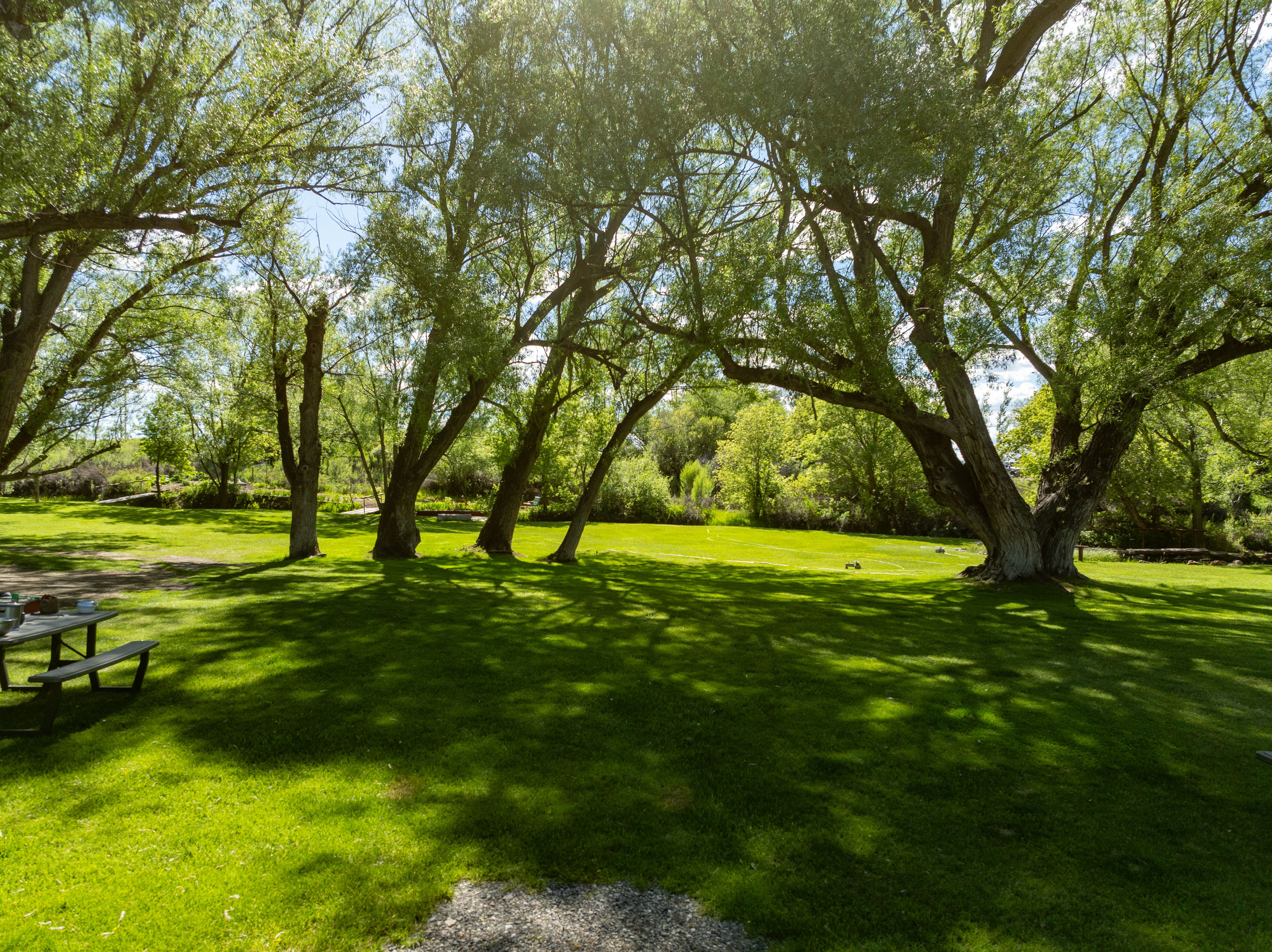 Aerial view of Dwight D. Eisenhower Hwy Highway 80 and Trout Creek in Elko County, Wells, Nevada, USA