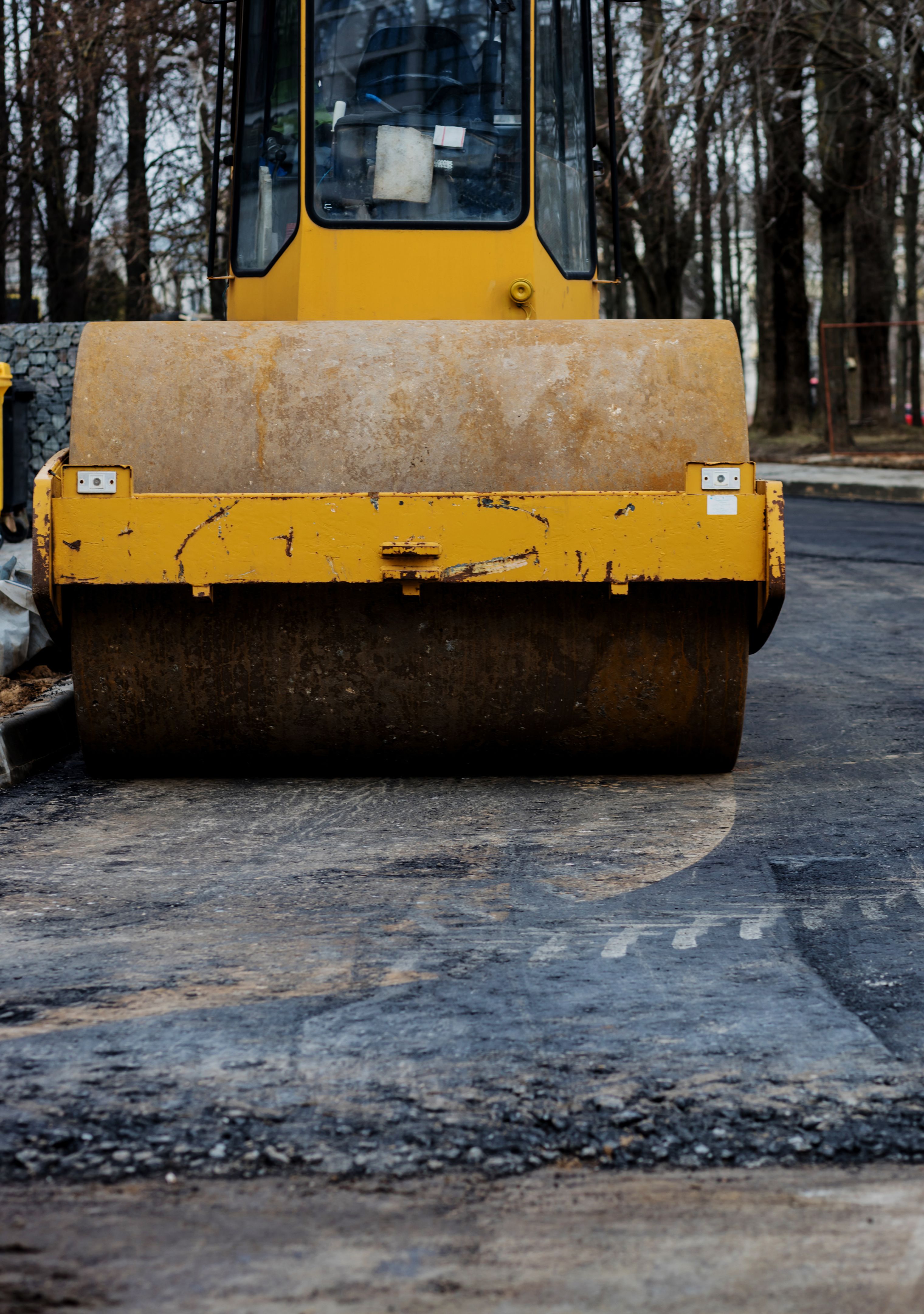 Road asphalt works. Road asphalt works.