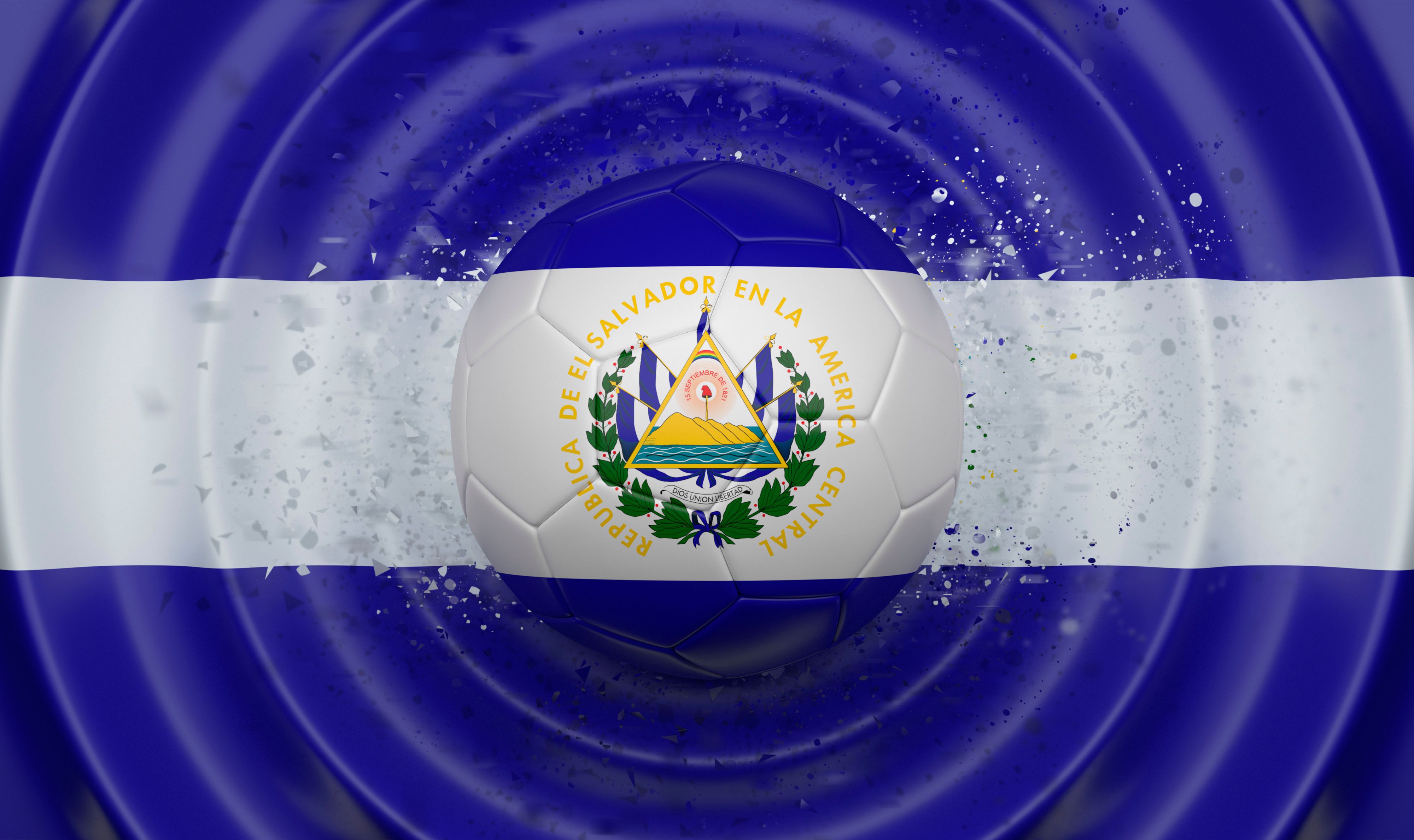 El Salvador, soccer ball on a wavy background
