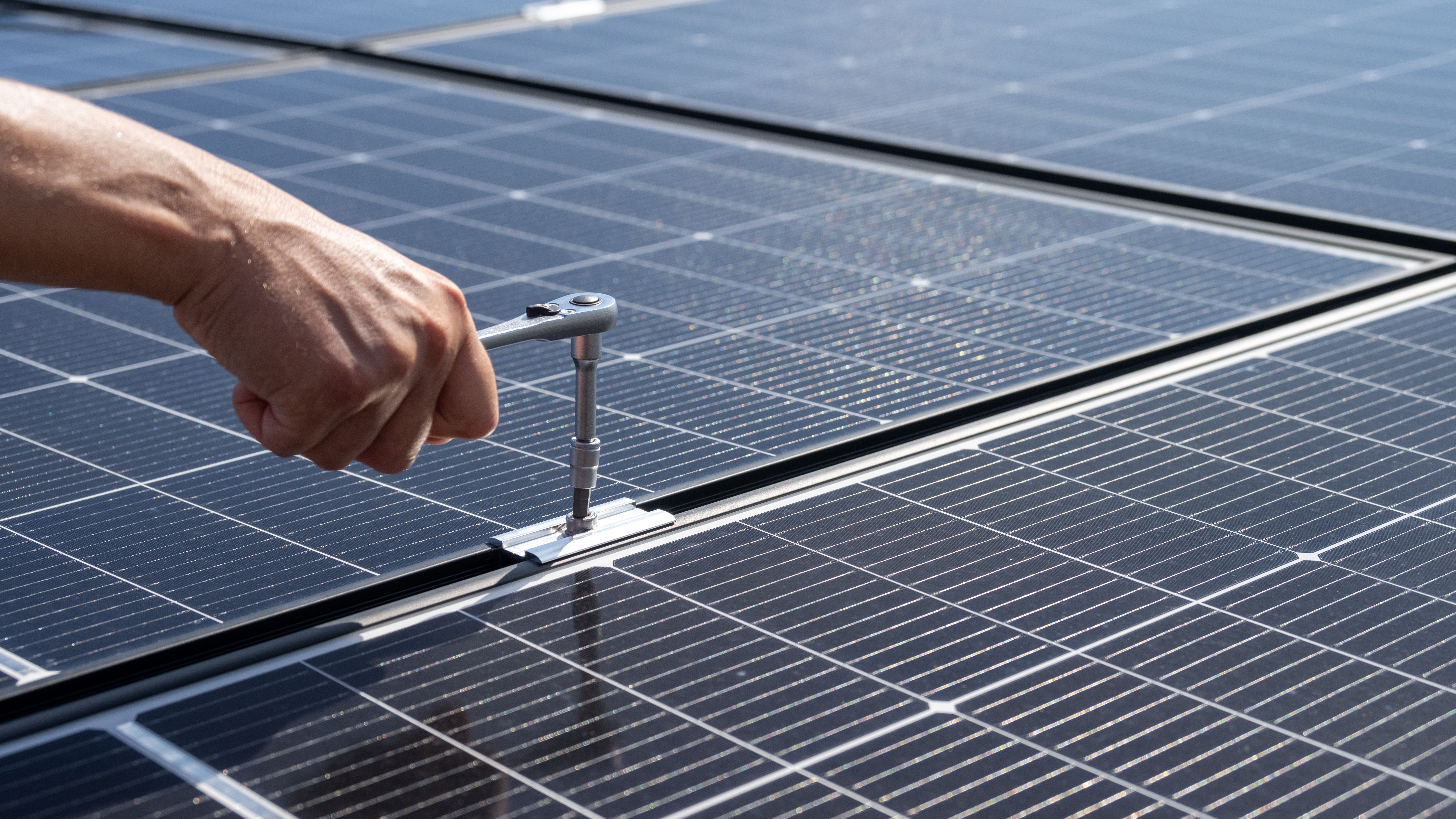 Solar Panel Installation Close-Up