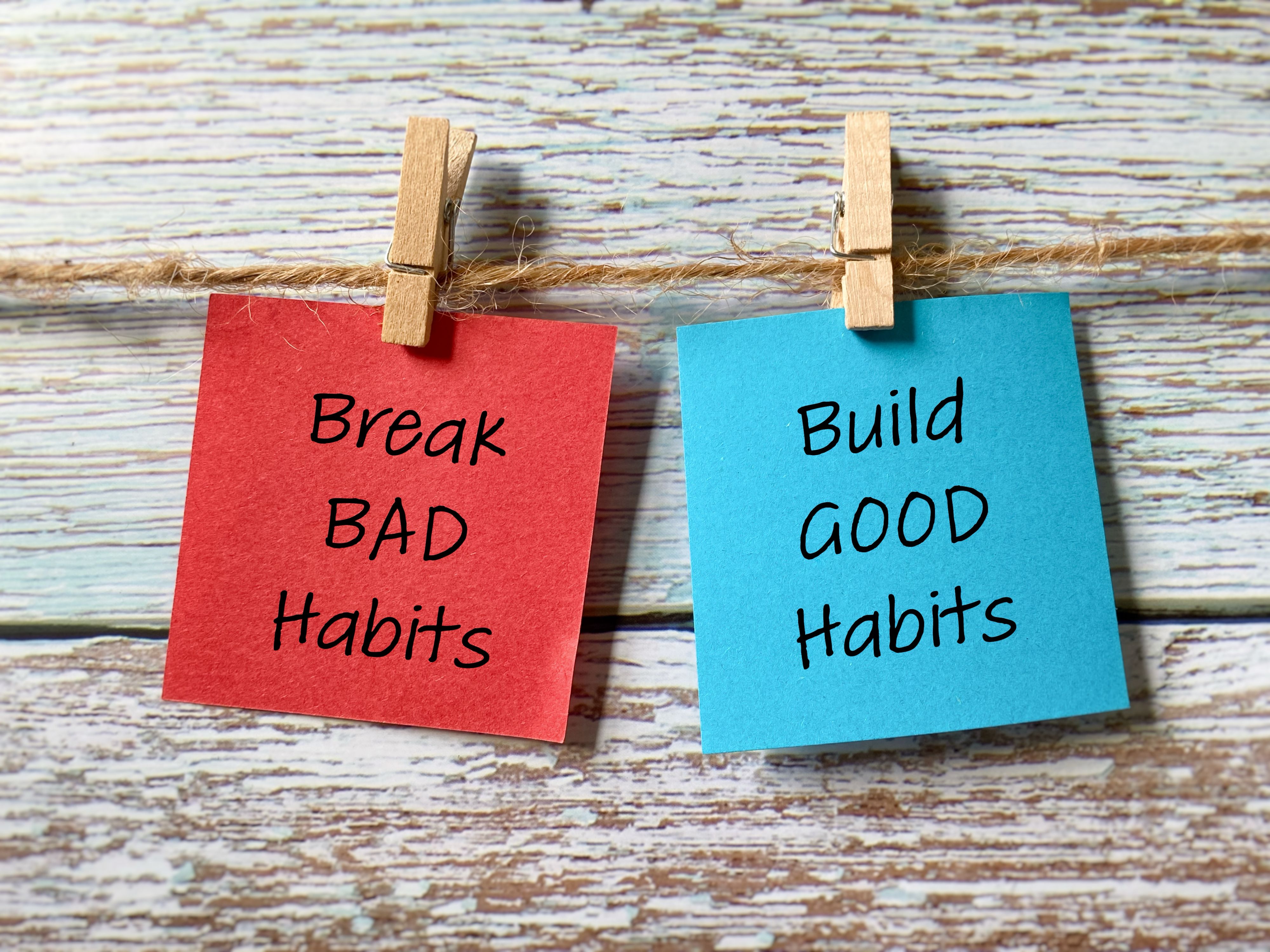 Break bad habits, build good habits concept Break bad habits, build good habits concept