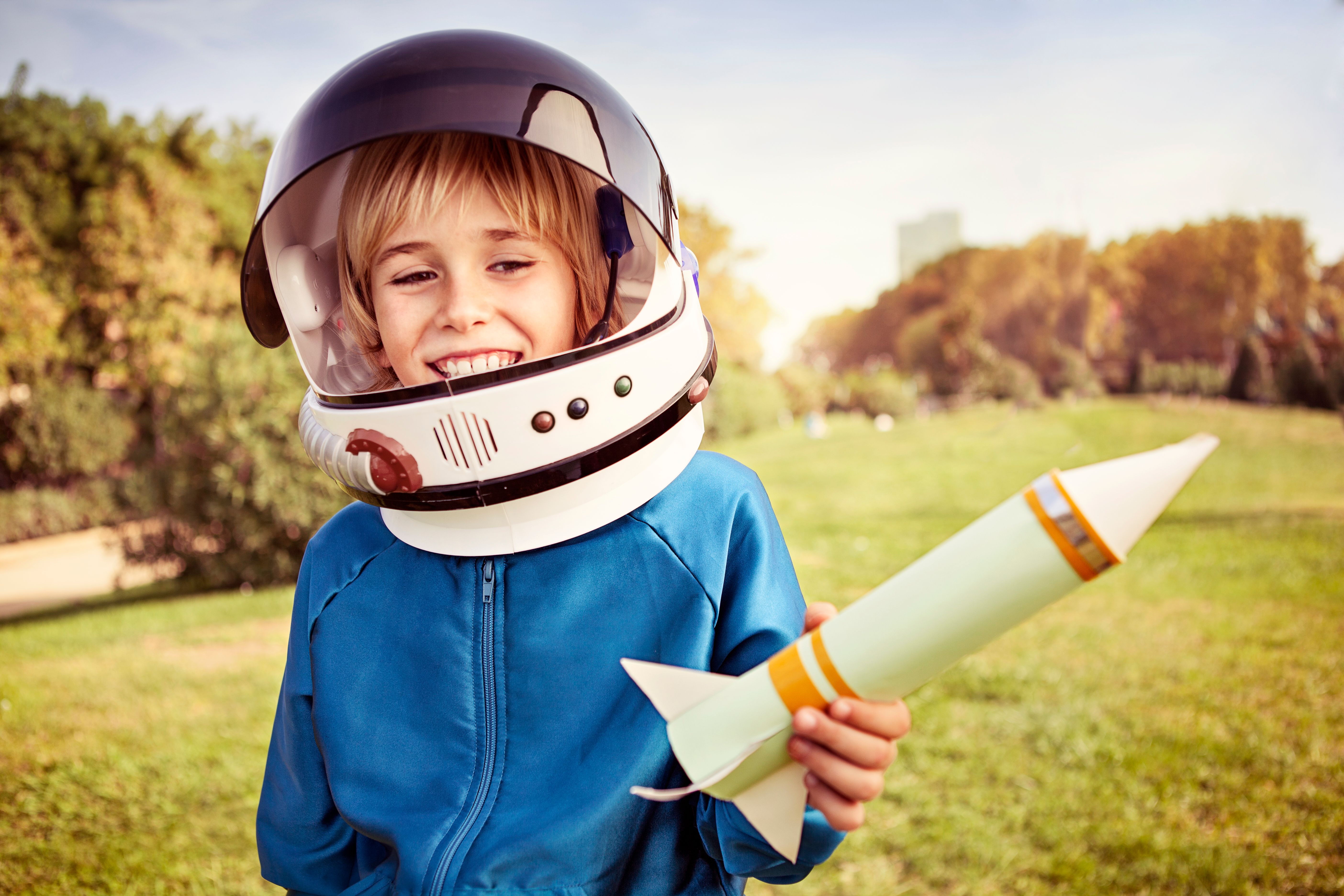 Boy dressed like an astronaut
