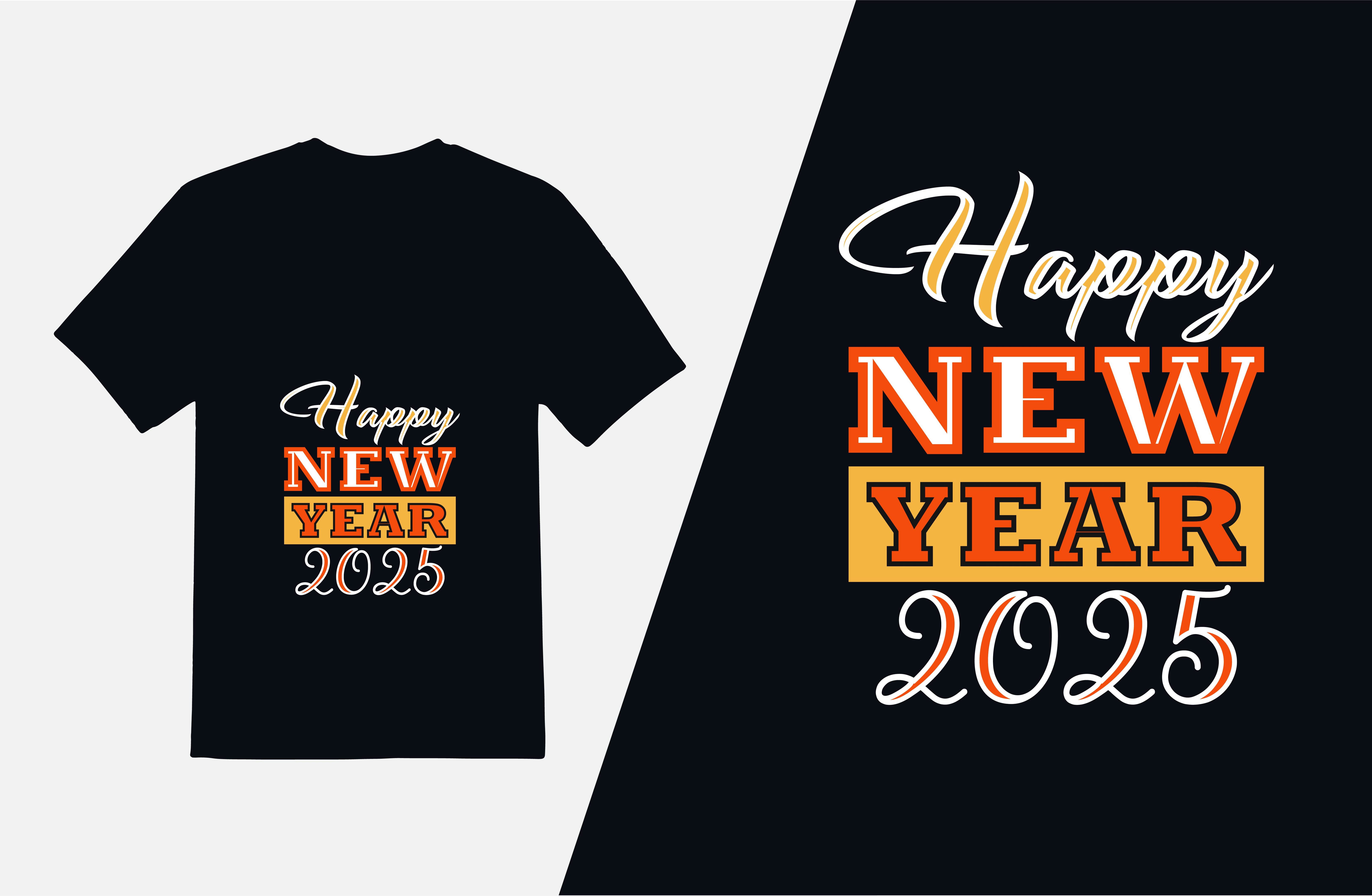 Creative happy new year 2025 tshirt design template