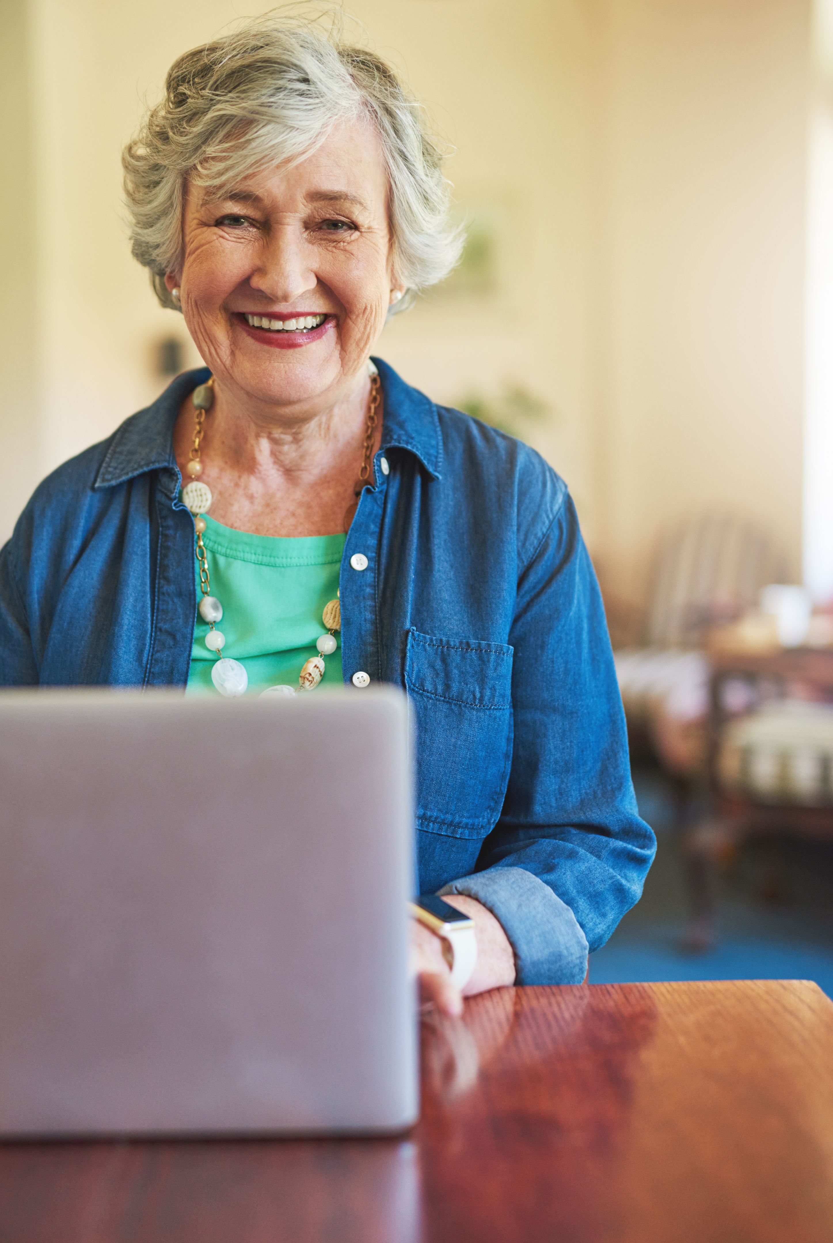 senior using computer