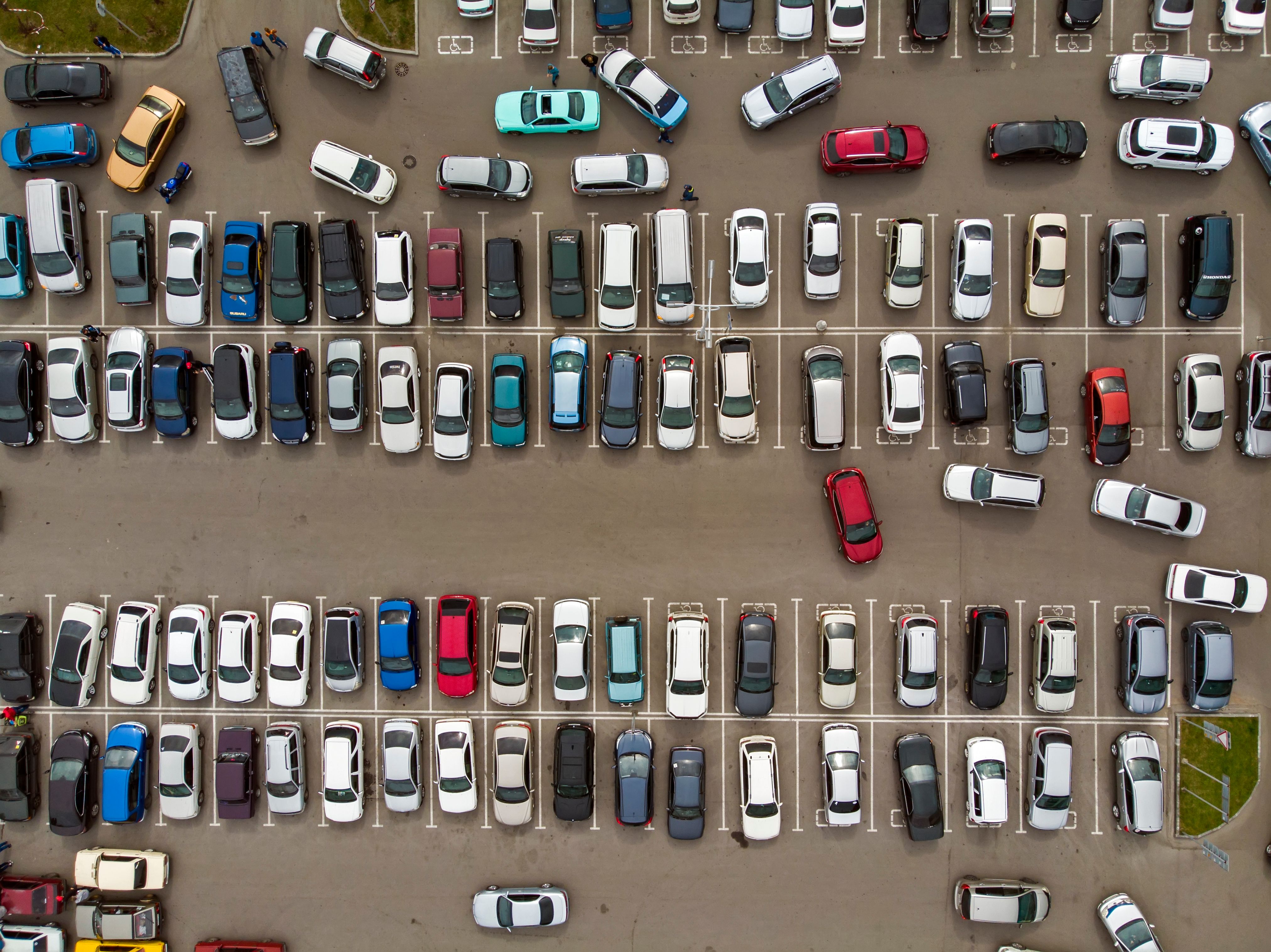 busy parking lot