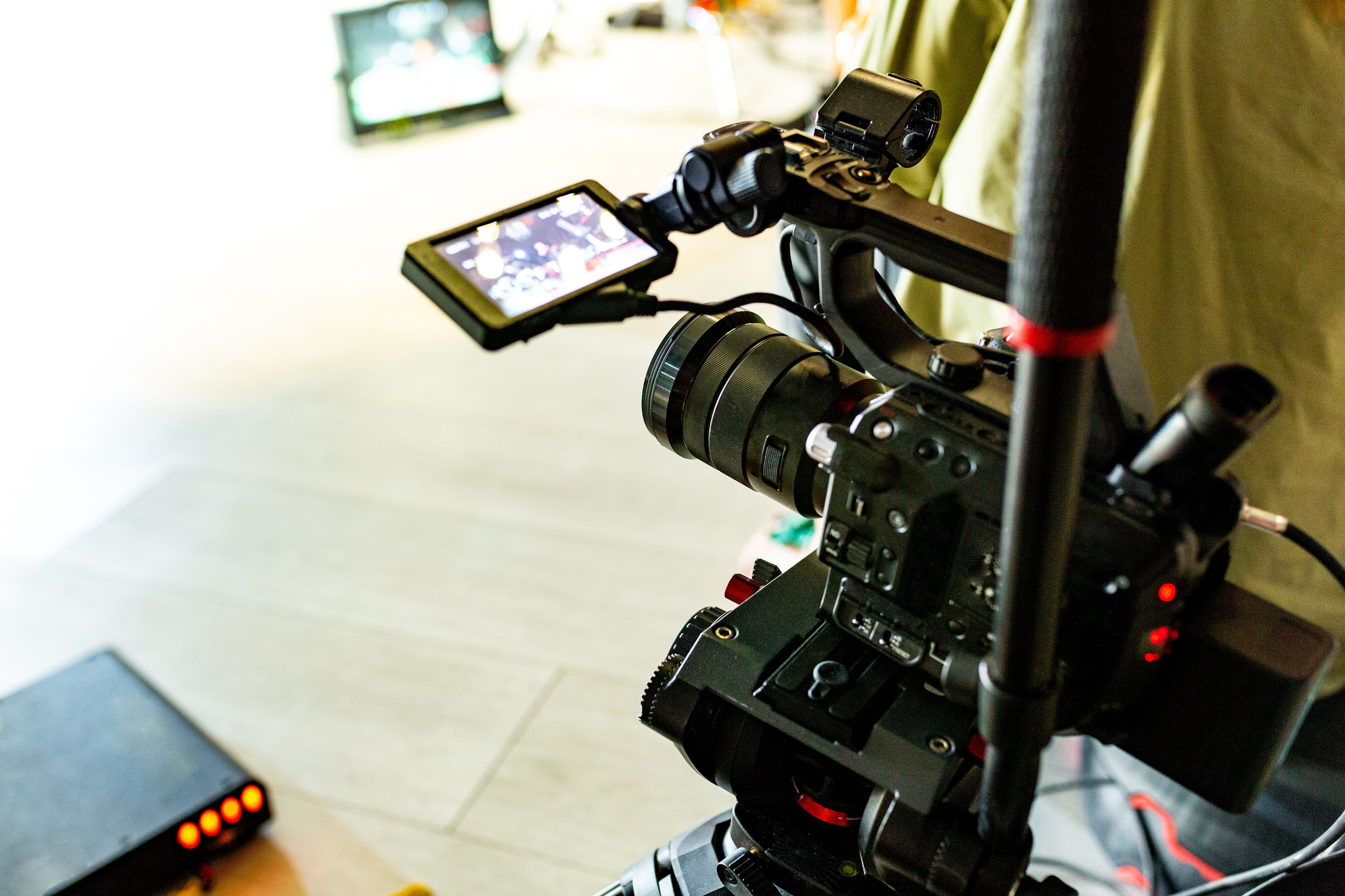 Behind the scenes of video production or video shooting