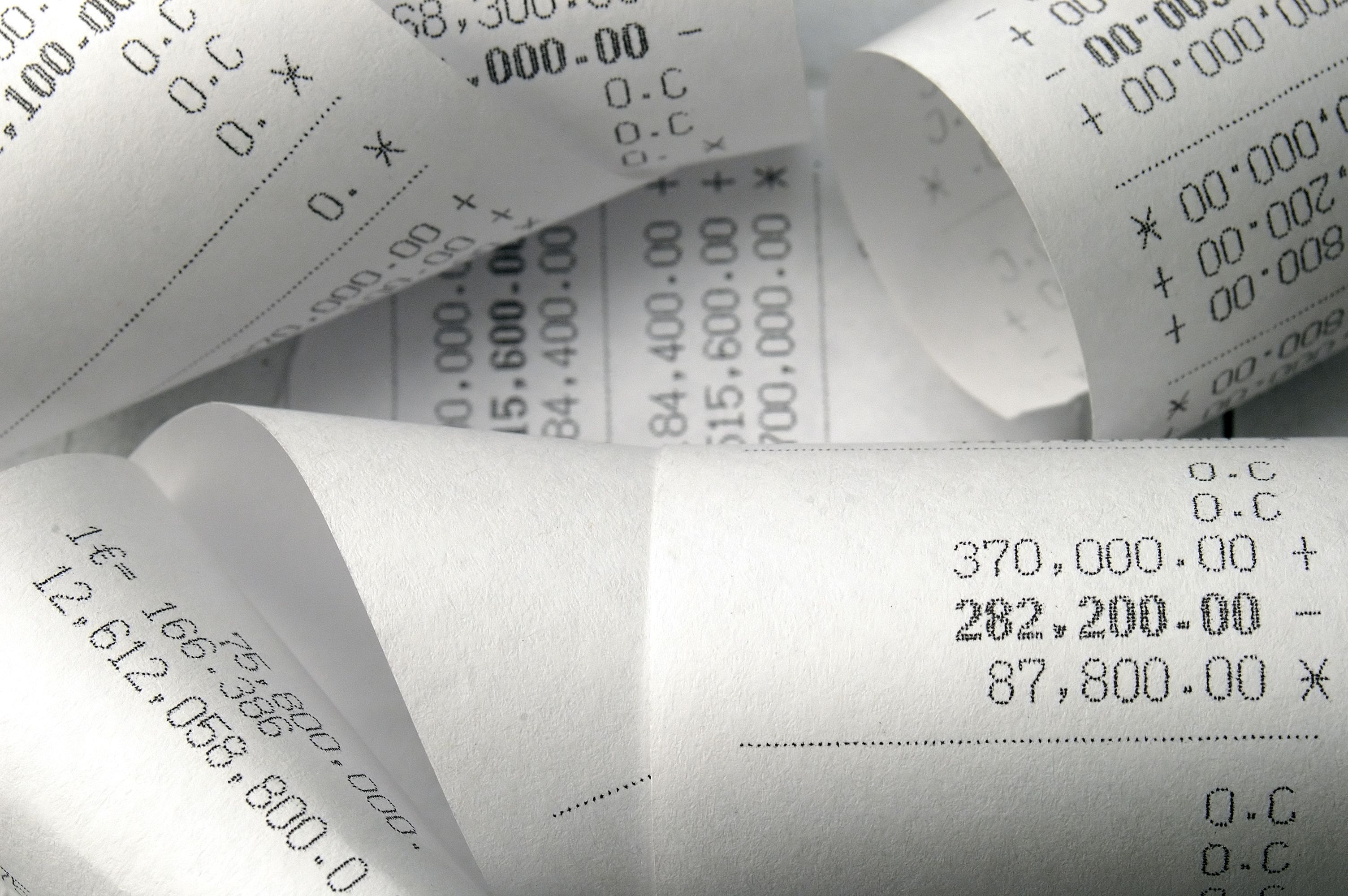 Adding machine printouts Adding machine printouts