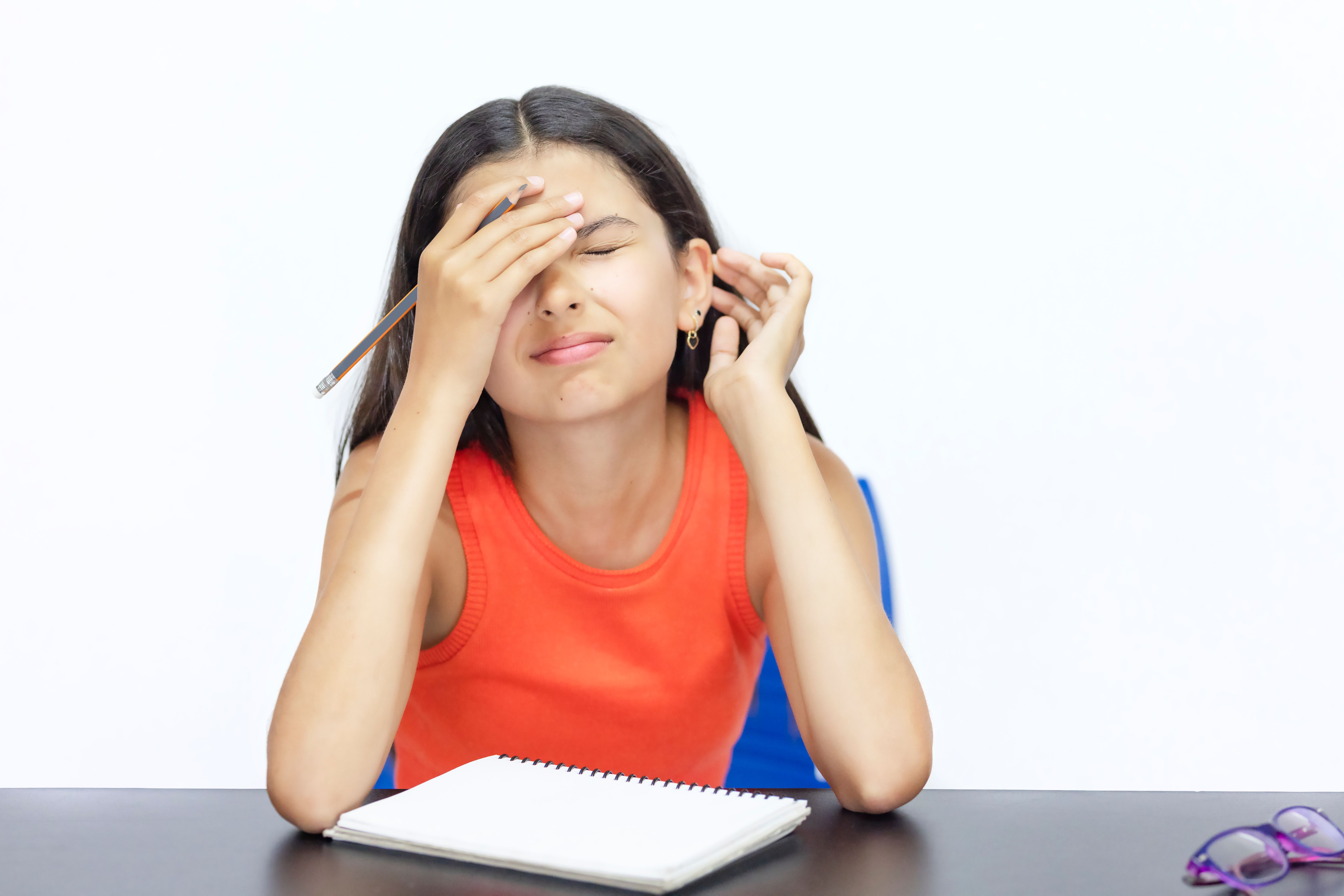 Girl with headache Girl with headache