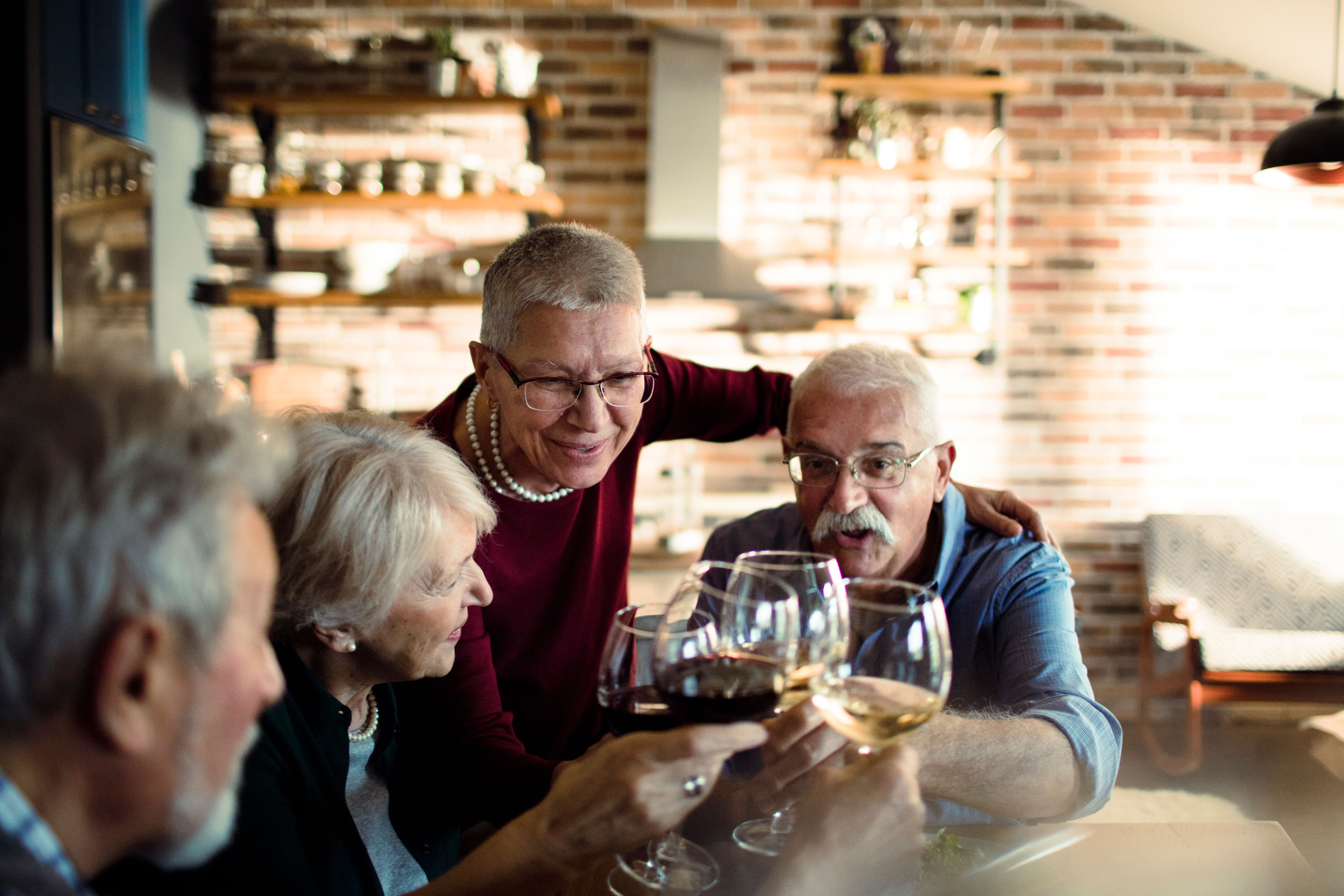 senior group wine tasting