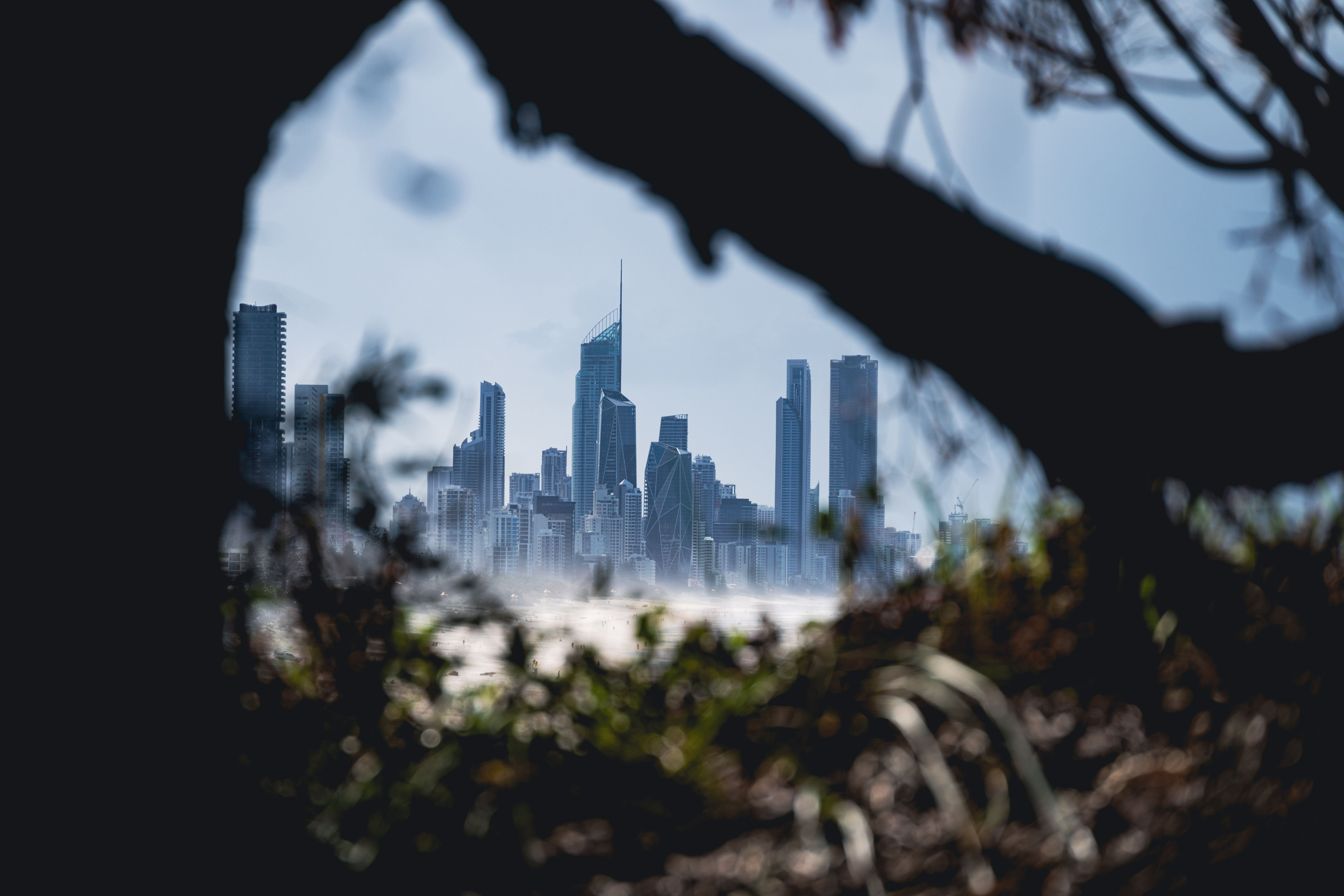 Gold Coast Beach and skyscrapers aerial view