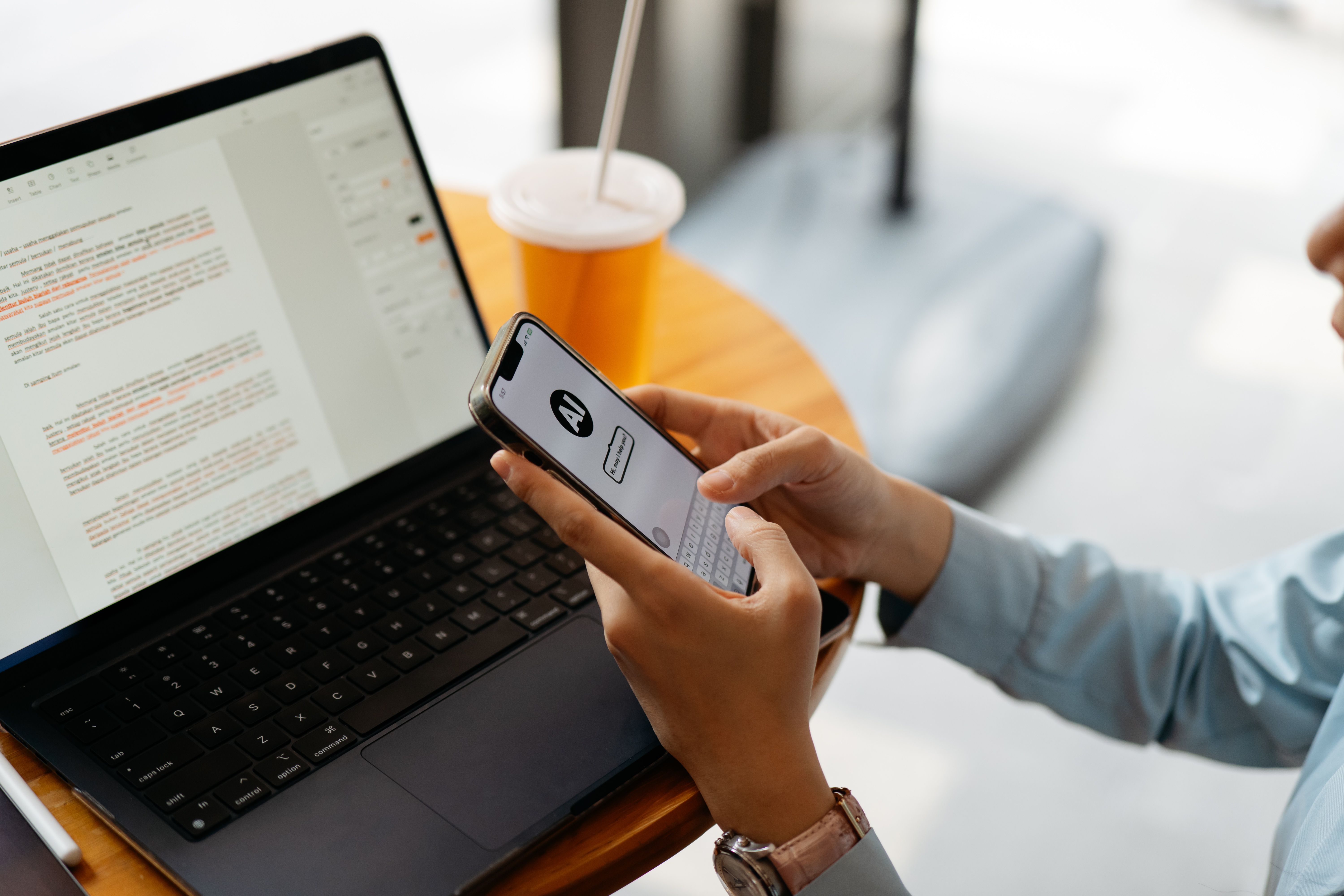 AI Technology at Work: Businesswoman Using AI Assistant For Document Editing AI Technology at Work: Businesswoman Using AI Assistant For Document Editing