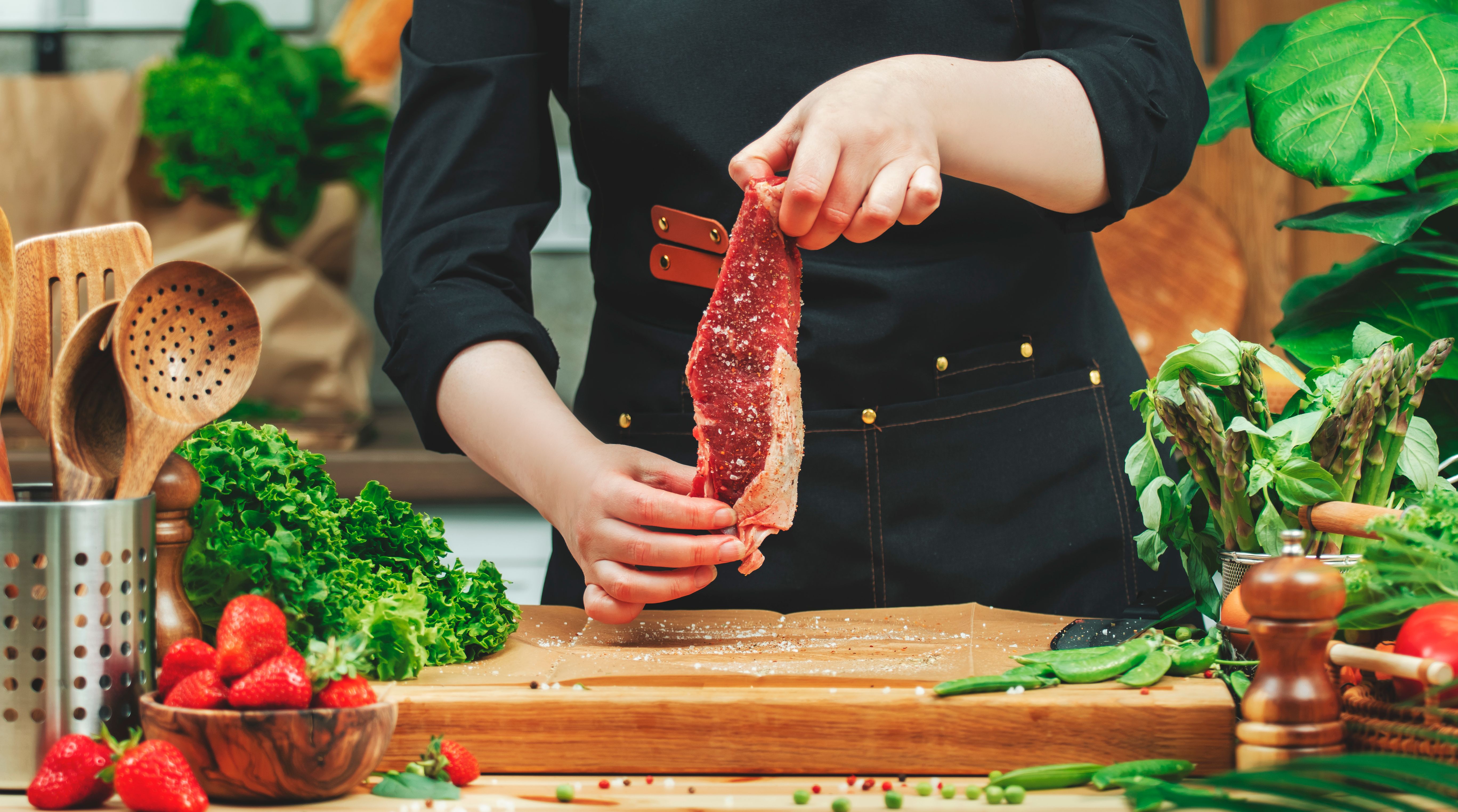 chef cooking beef