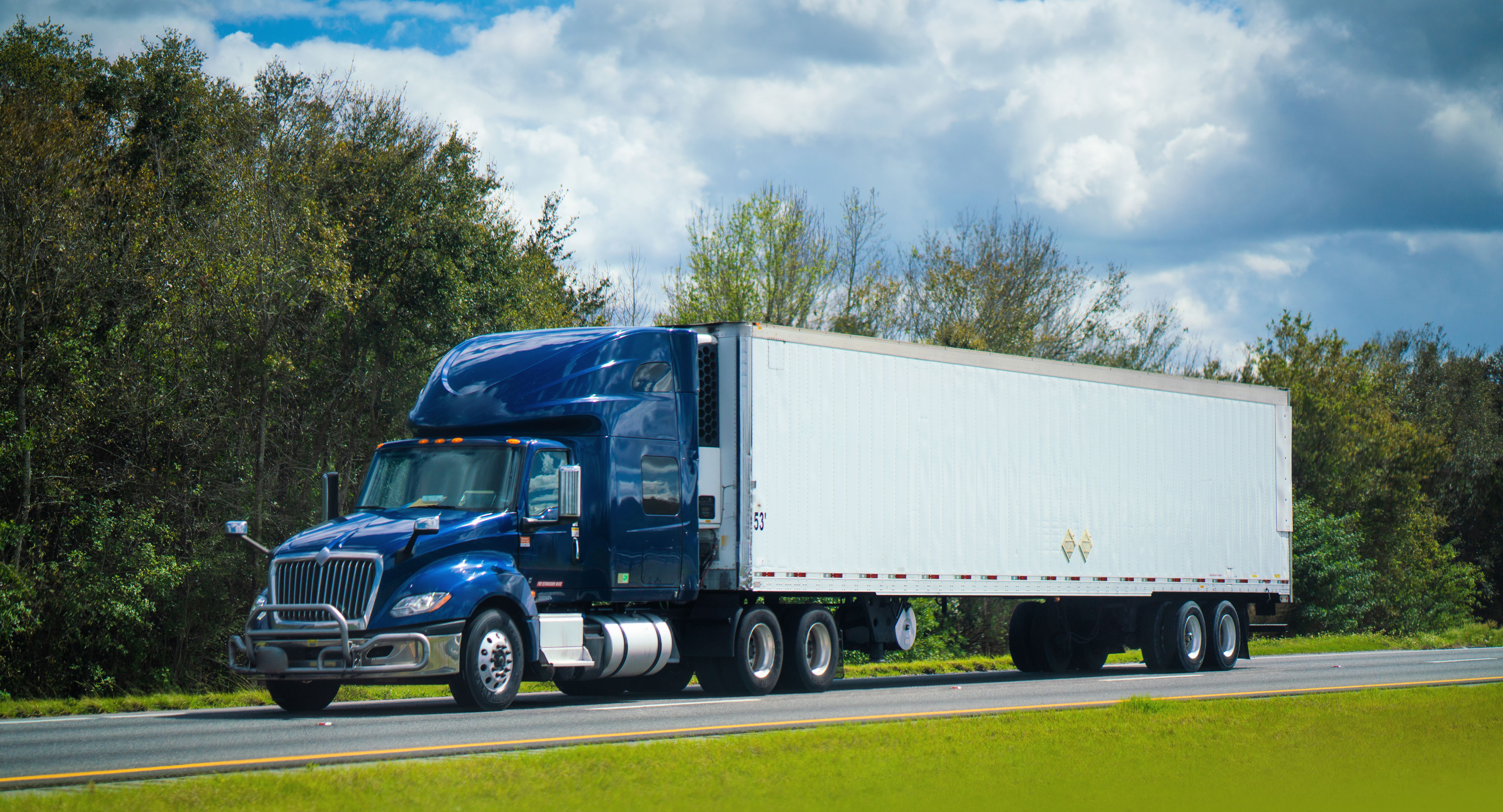 Blue semi truck Florida highway