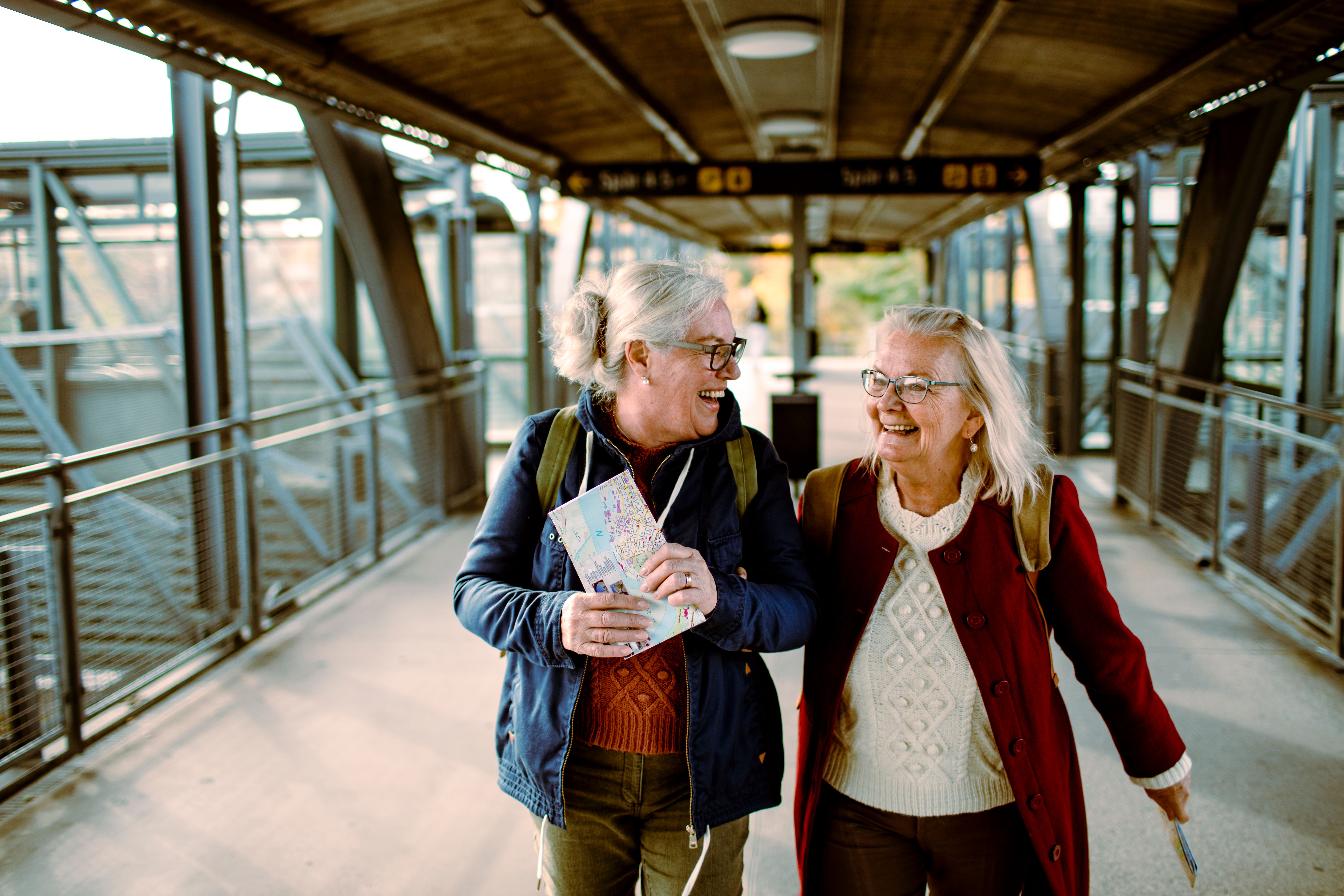 Seniors at a Train station Seniors at a Train station