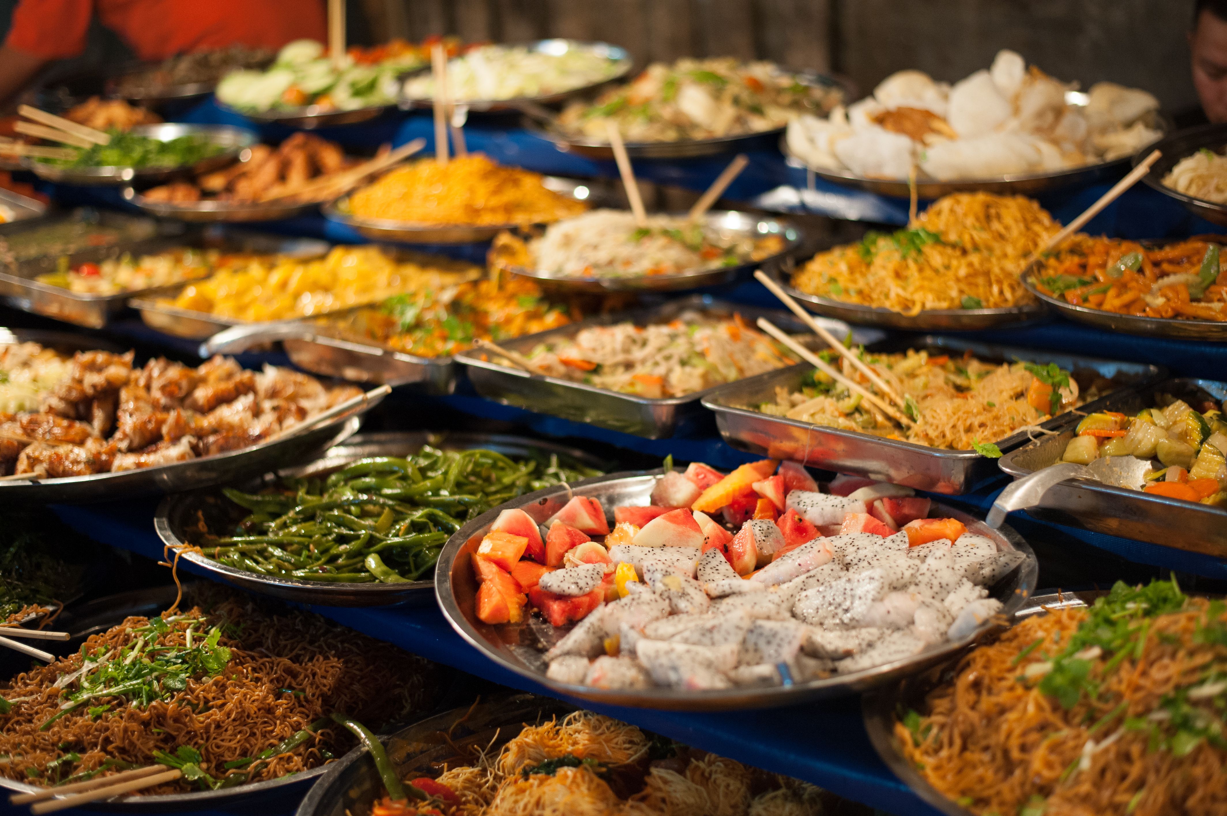 Food buffet in Luang Prabang.