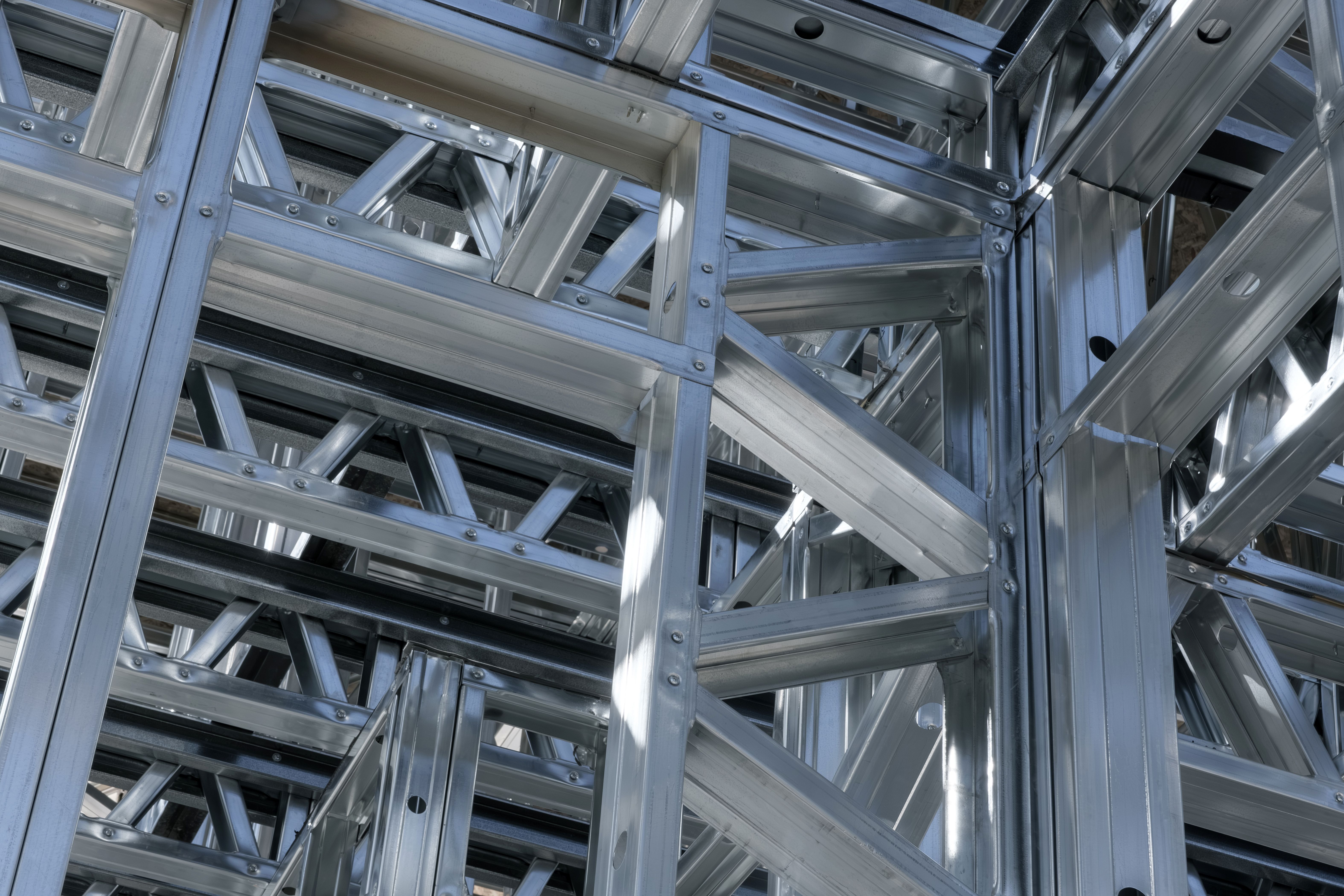 Modern architectural detail, highlighting the precision and strength of steel construction.