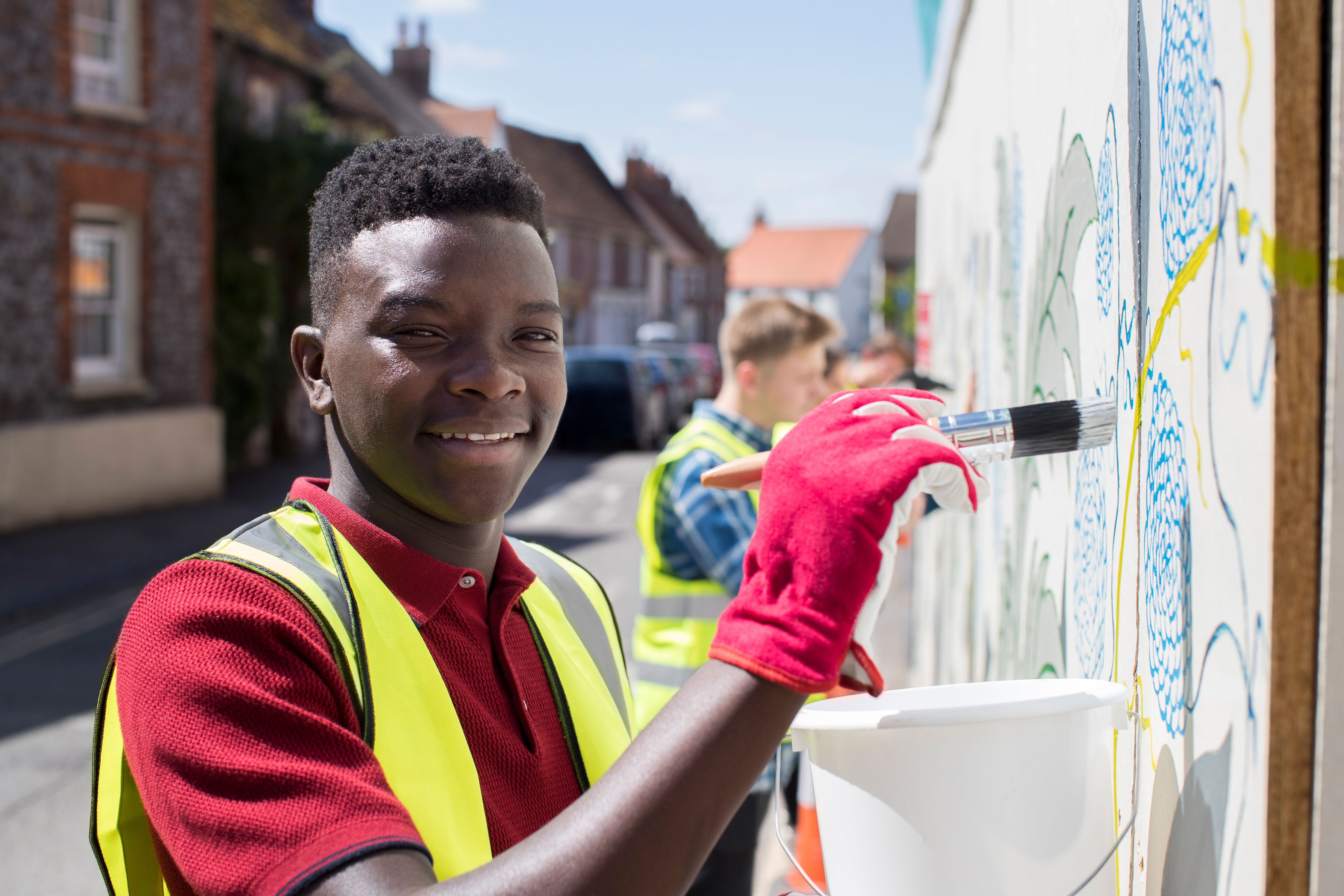 volunteers painting