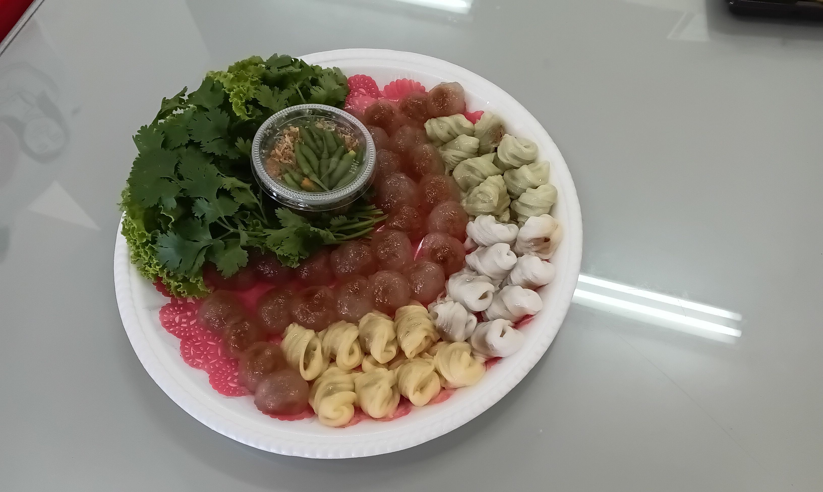 Thai desserts in foam trays