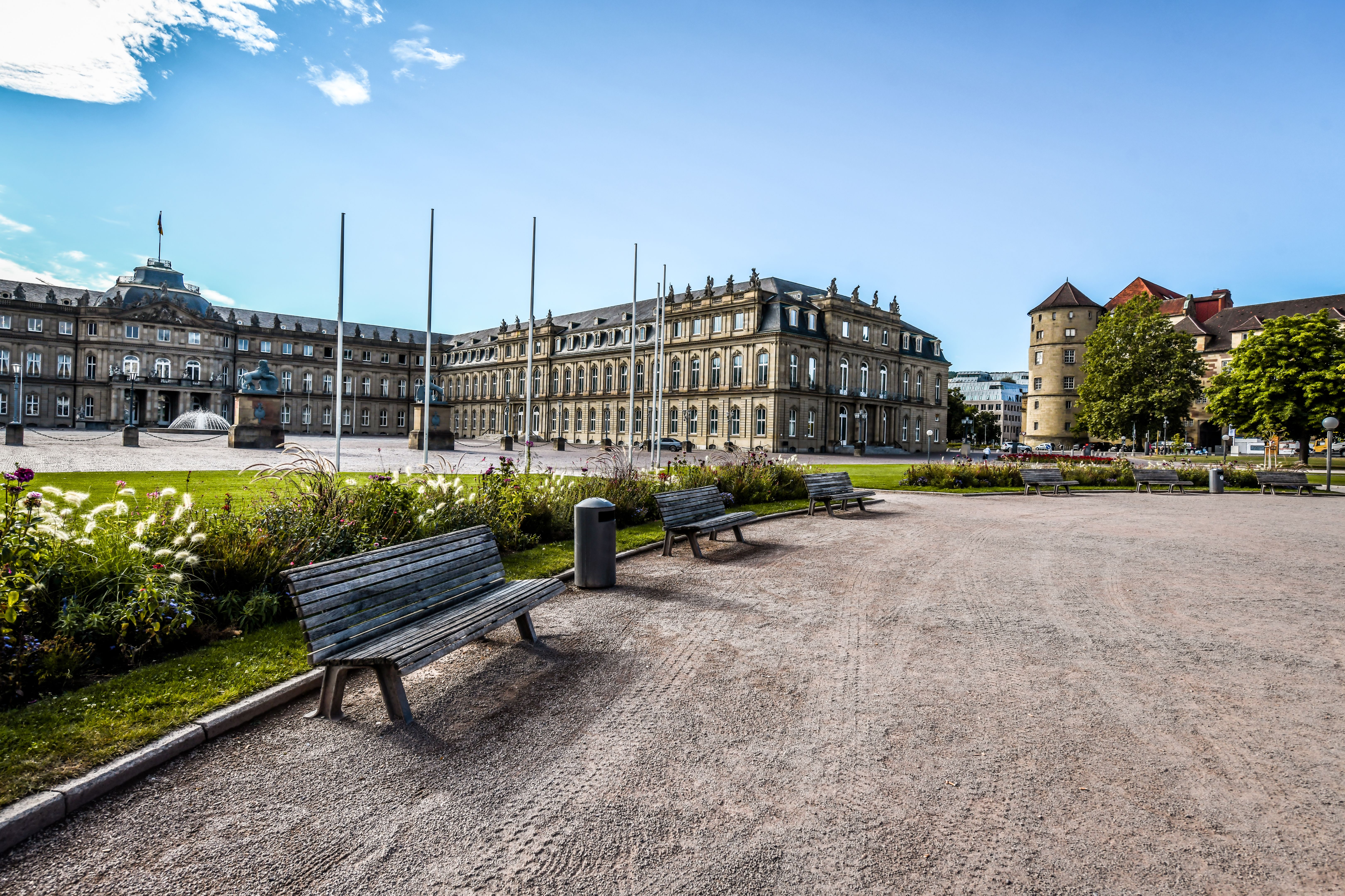 Schlossplatz And Neues Schloss In Stuttgart, Germany