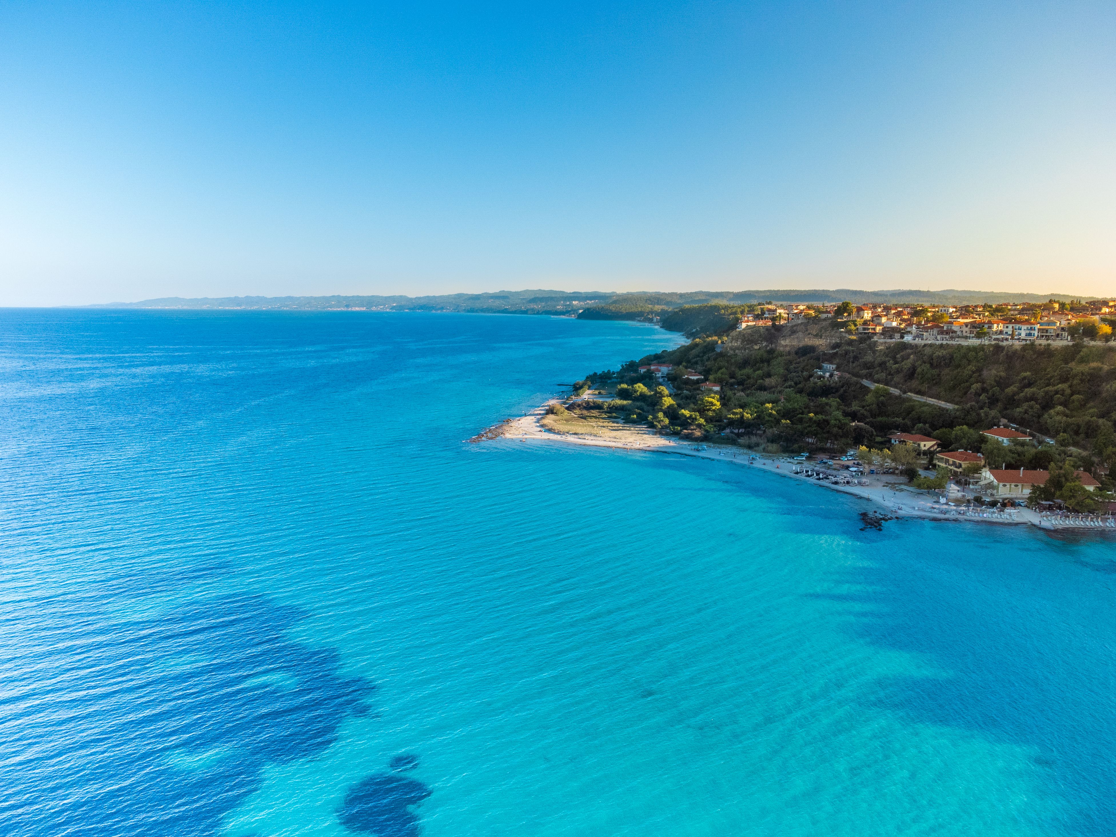 Beautiful Afytos, Greece, at sunset in summer