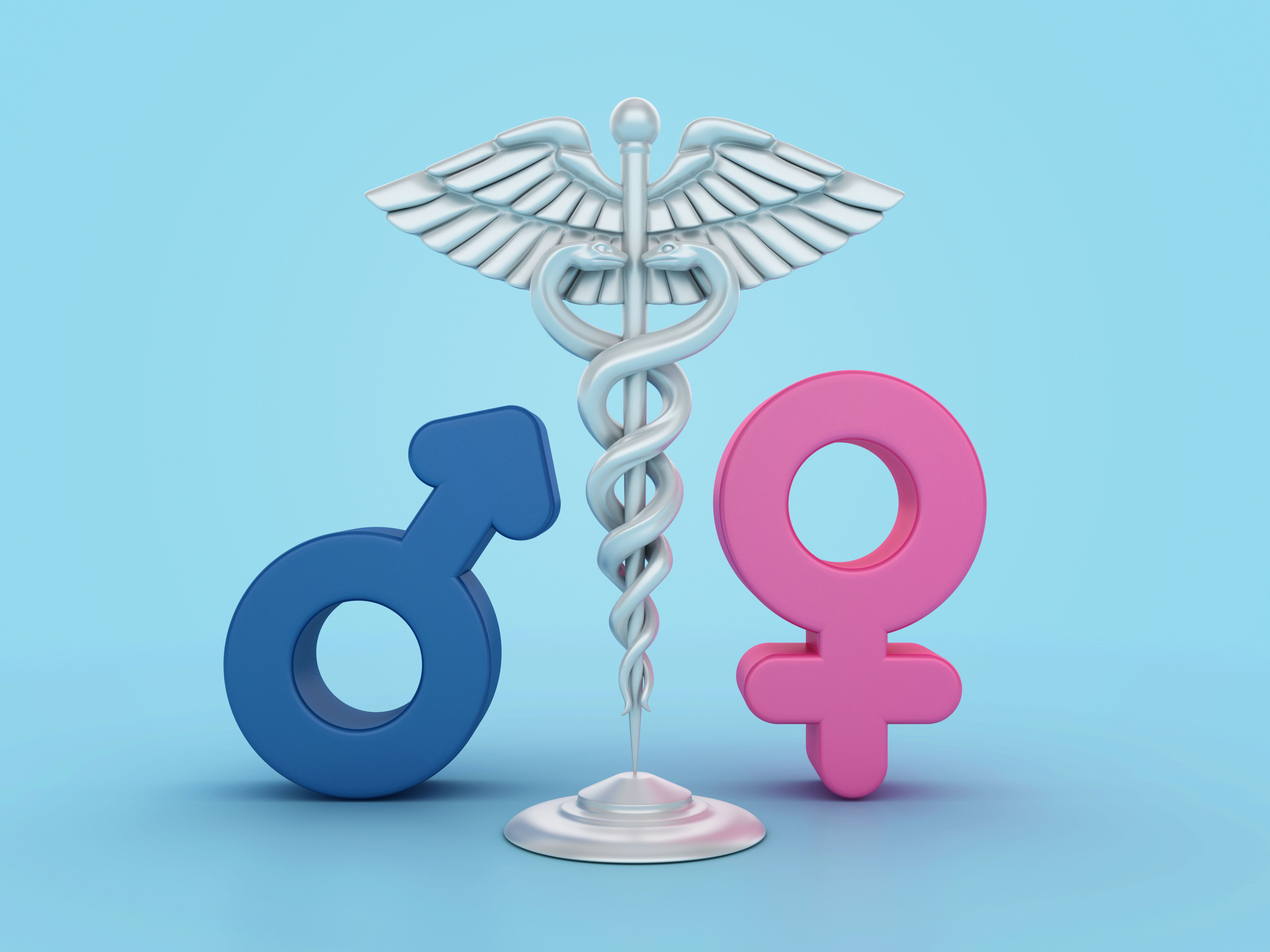 Medical Symbol Caduceus with Gender Symbols