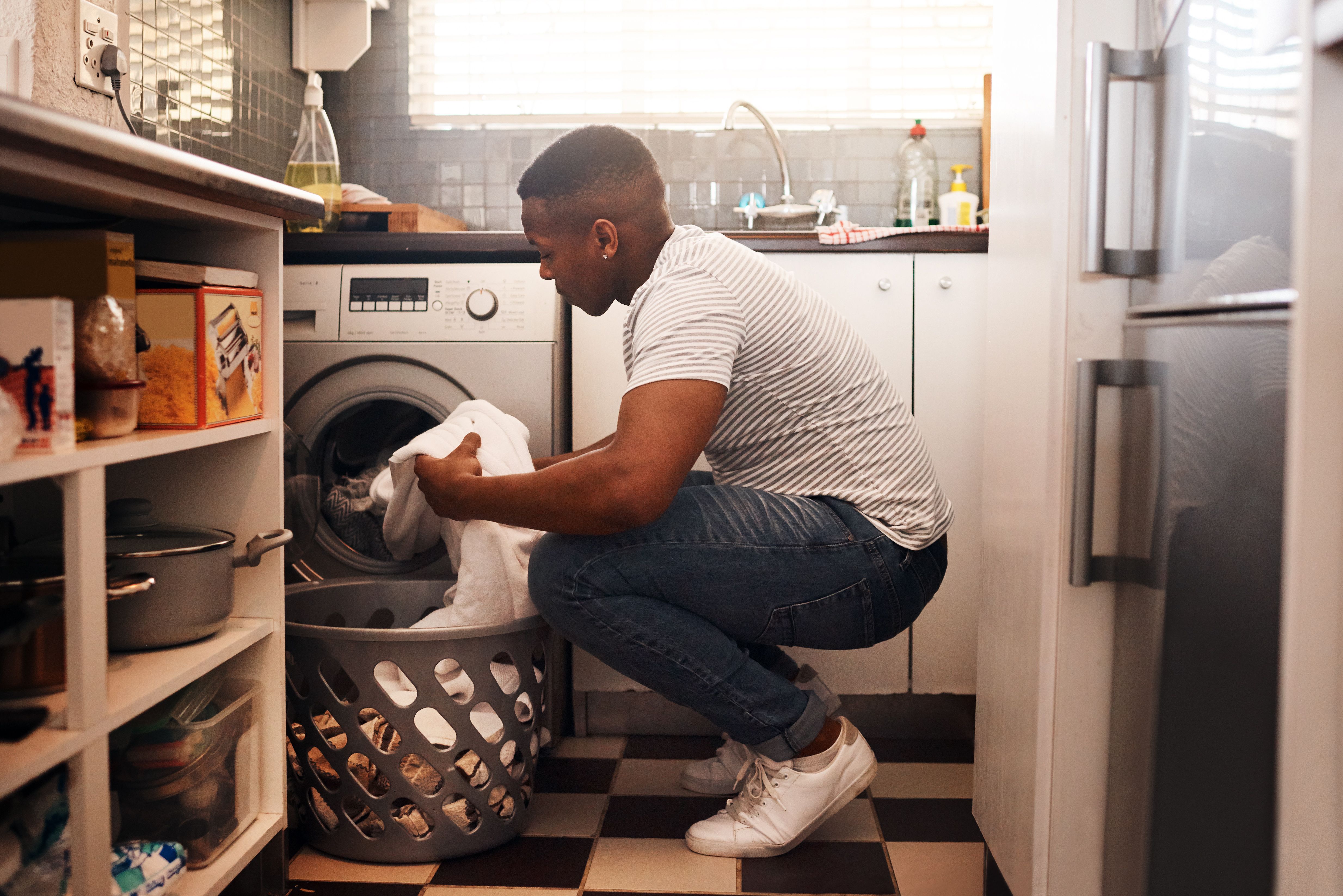 person reading laundry