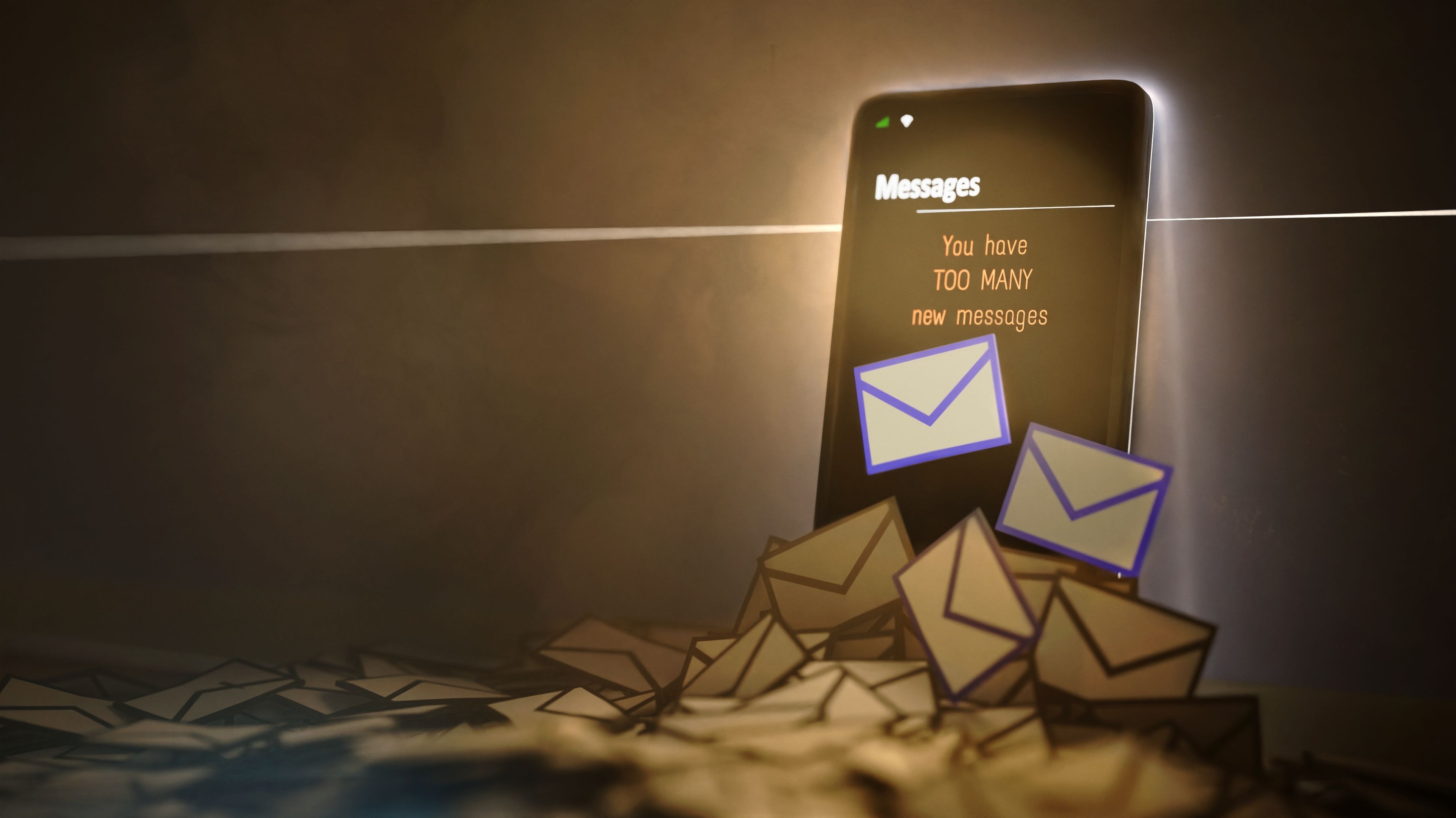 Too Many Messages 3D Illustration - Message Spam Concept