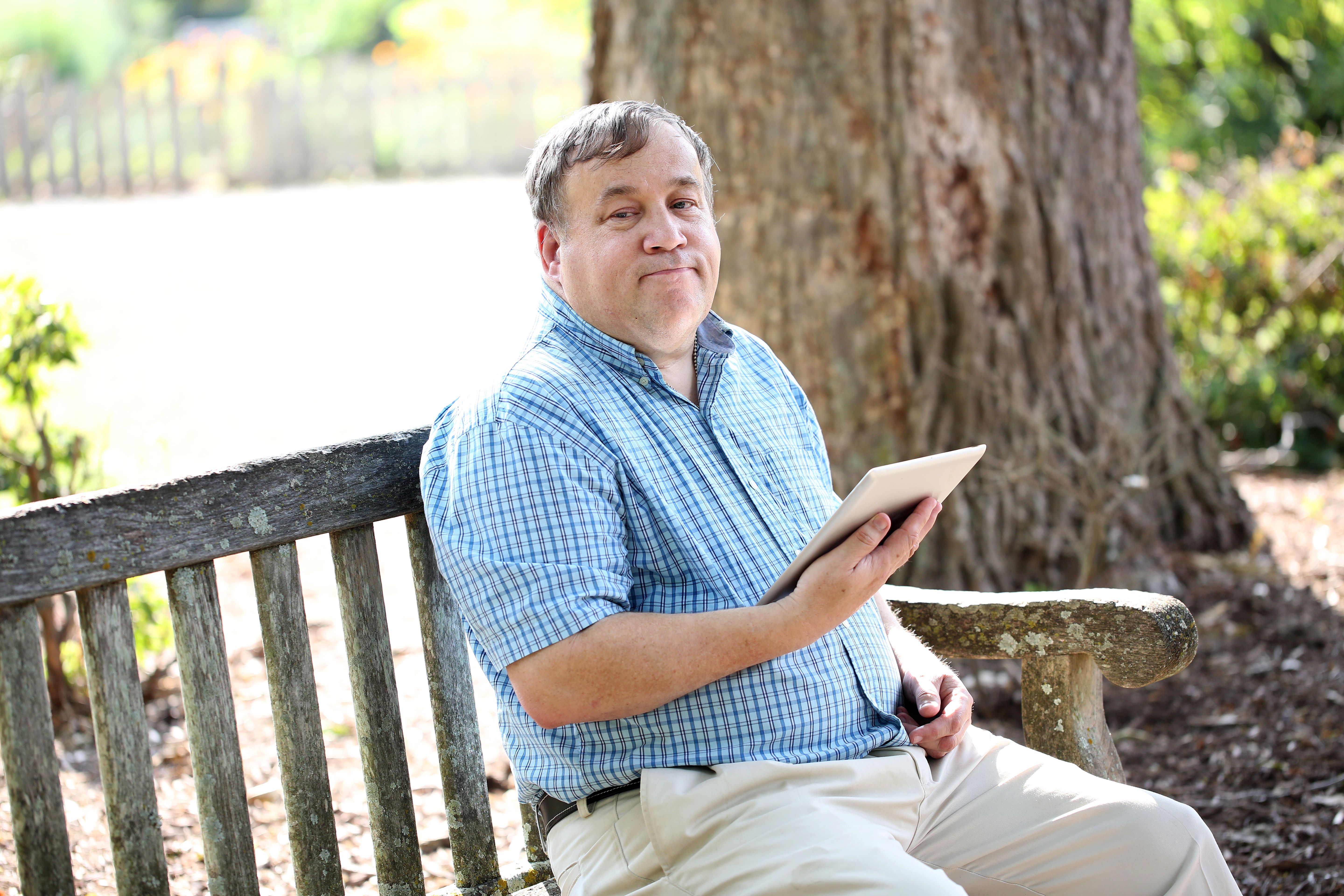 Autistic man outdoors