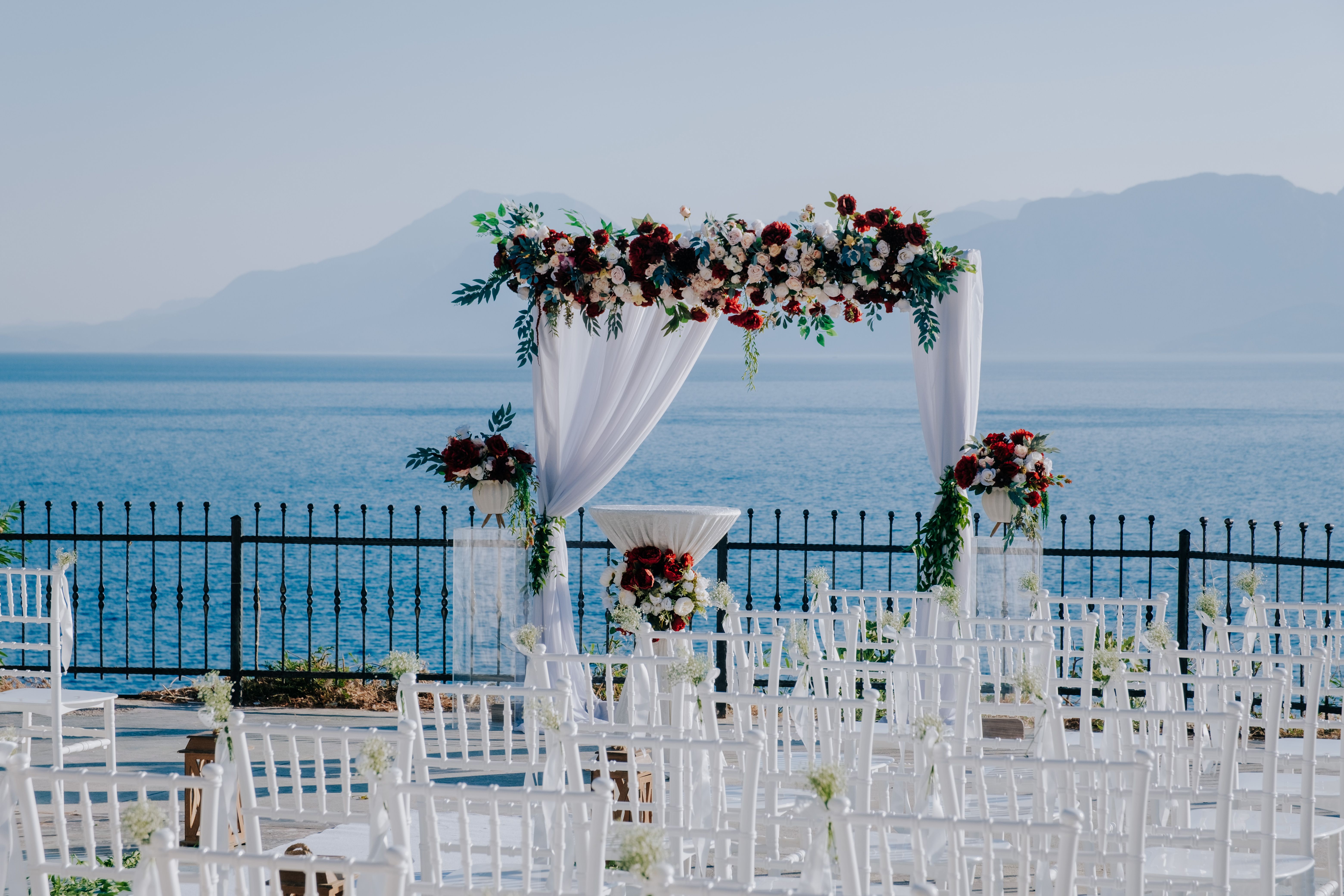 Enchanting Wedding ceremony setting at sunset