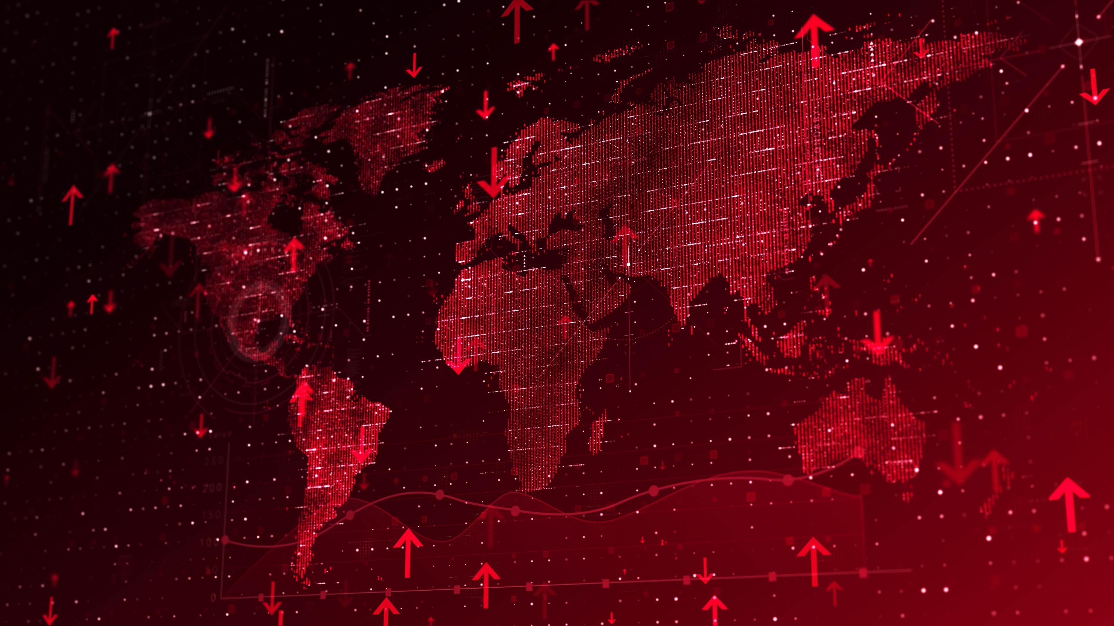 Artistic red 3d financial business chart with diagrams, graphs and stock numbers motion background. 4K stock photo