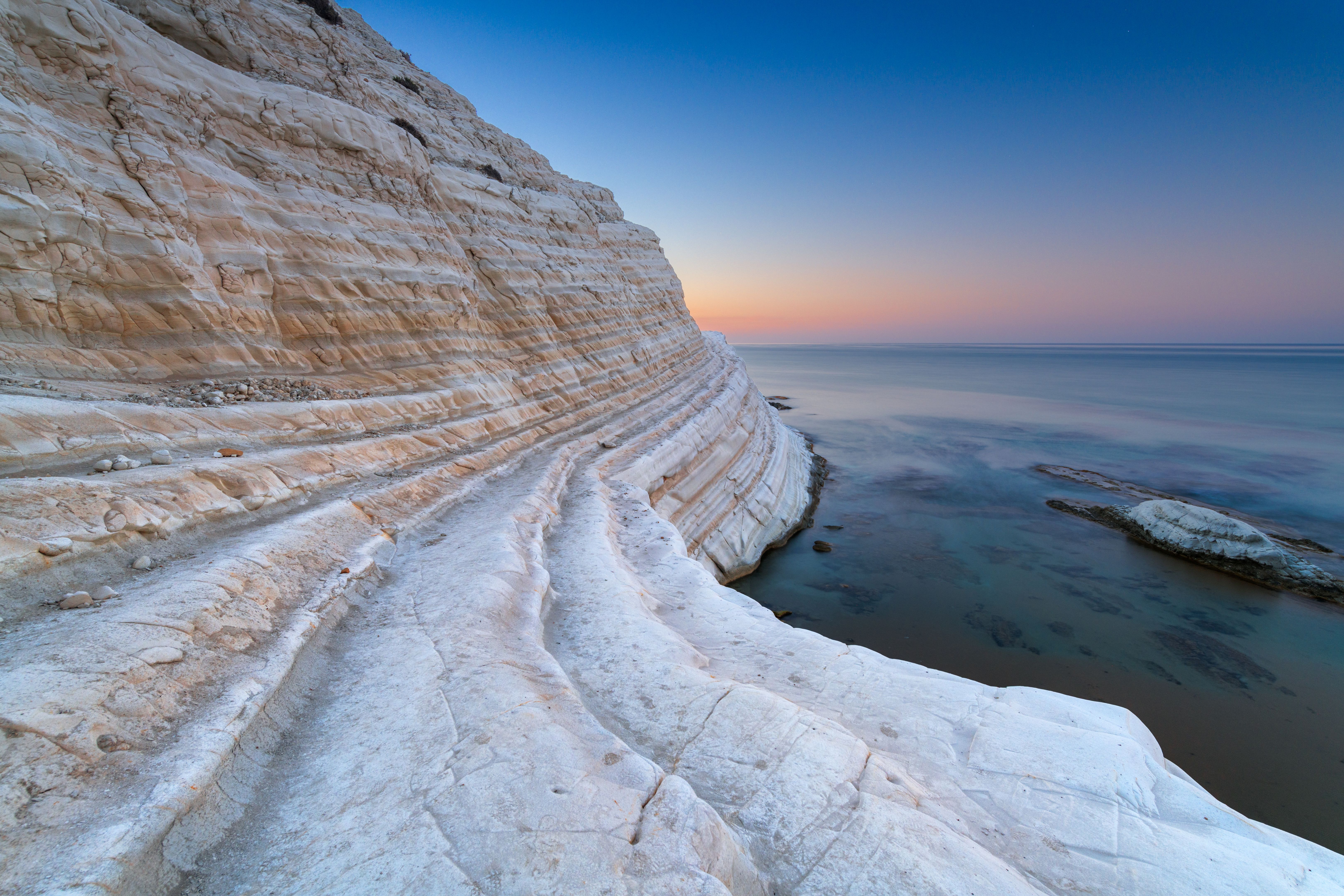 Rocky cliff of the Stair of the Turks in Agrigento, Sicily, Italy Rocky cliff of the Stair of the Turks in Agrigento, Sicily, Italy